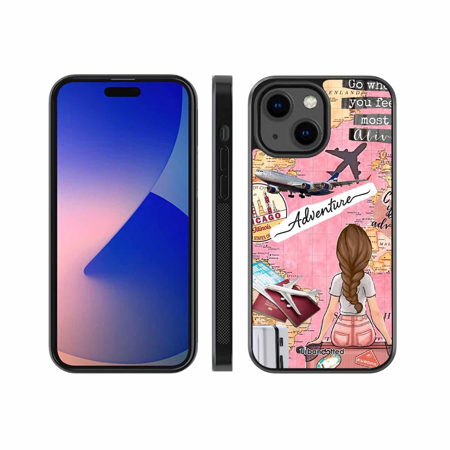 Travel Adventure Map Glass Case For iPhone 13 Mini