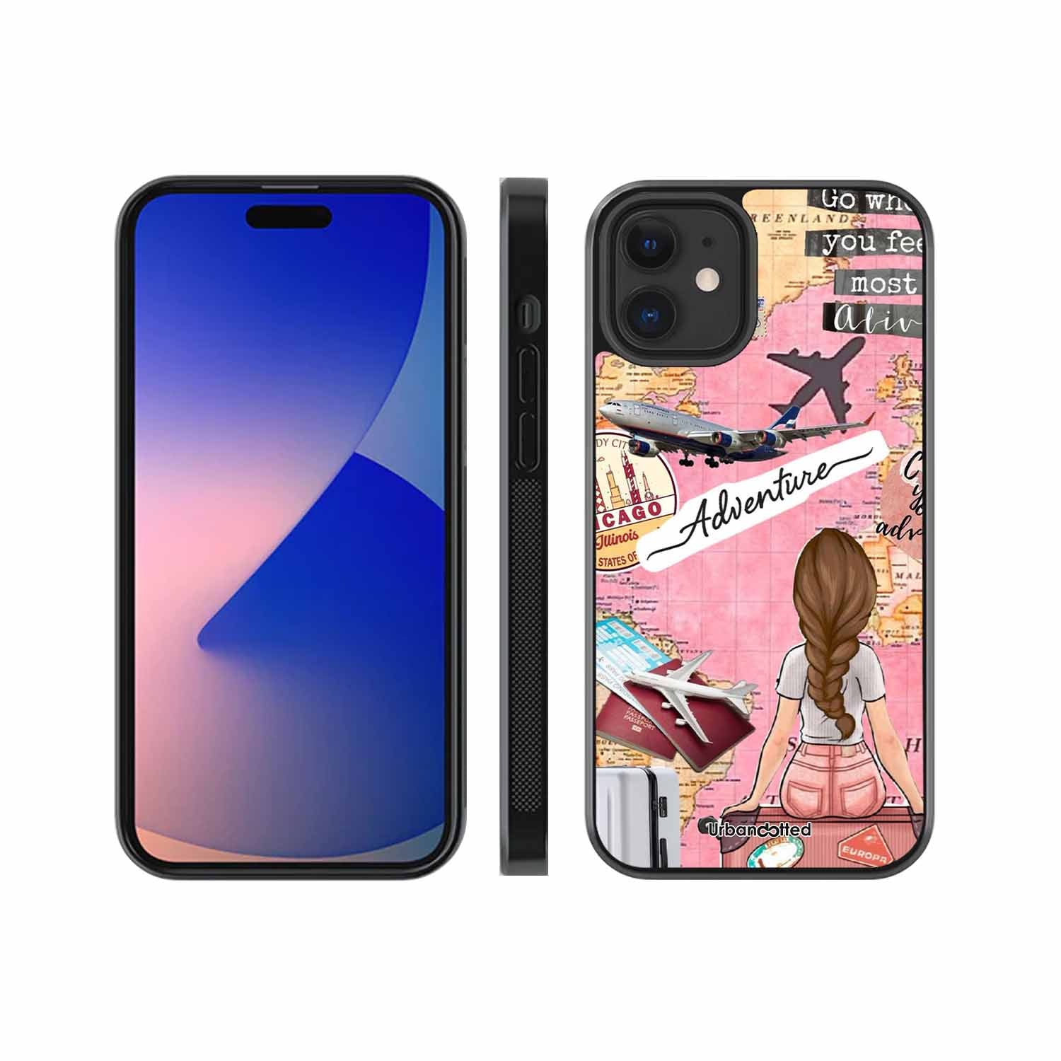 Travel Adventure Map Glass Case For iPhone 12 Mini