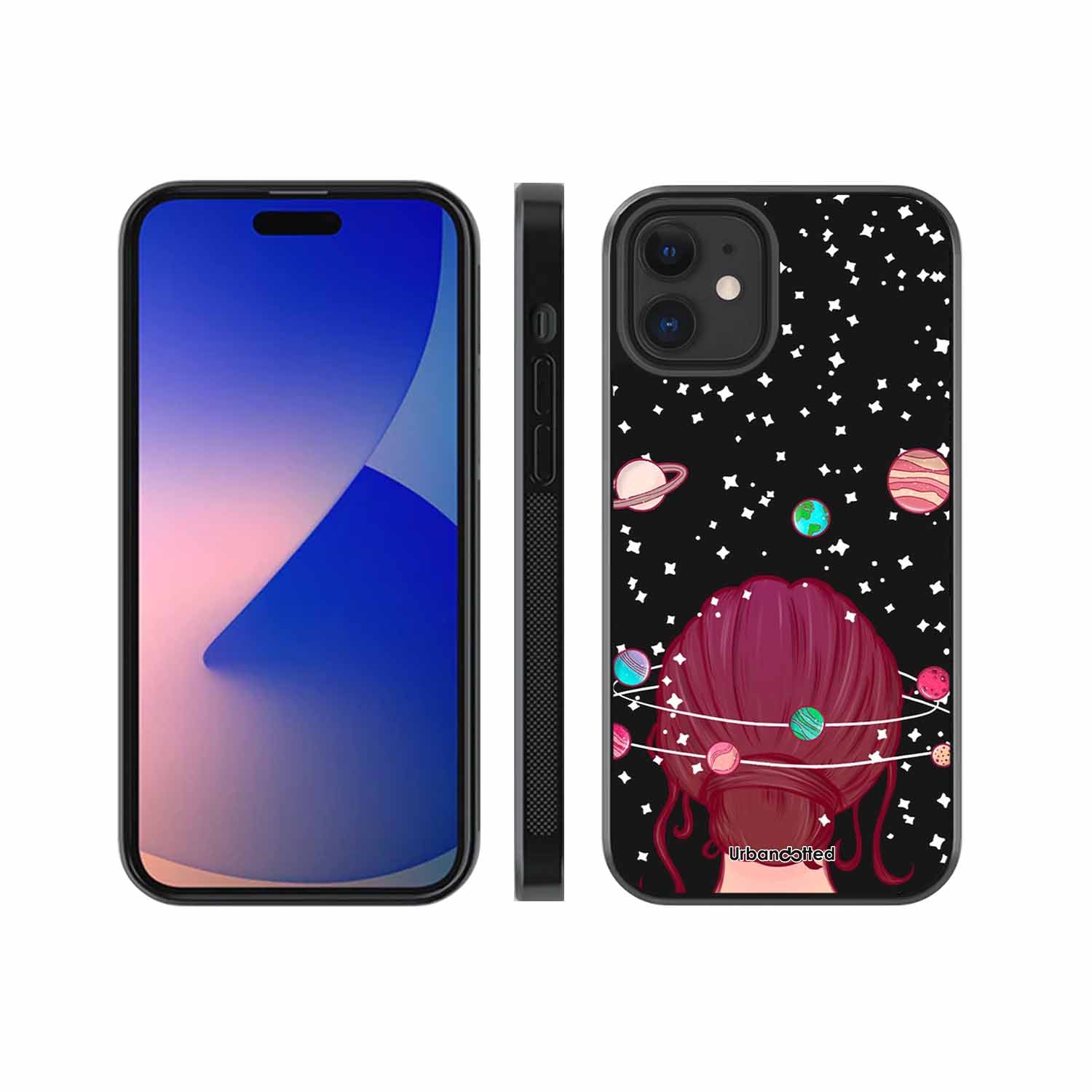 Galactic Hair Space Girl Glass Case For iPhone 12 Mini