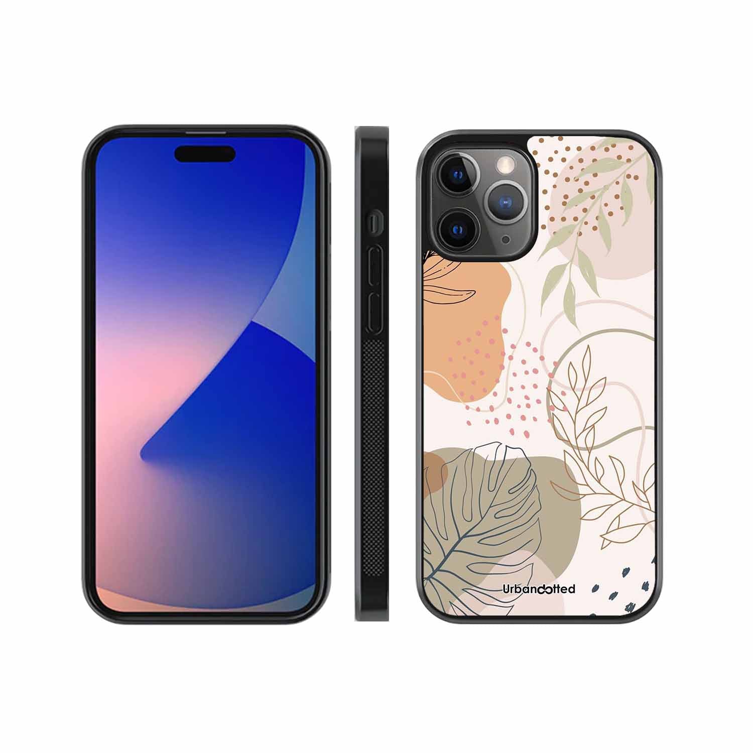 Minimalist Leaf Pattern Glass Case For iPhone 11 Pro