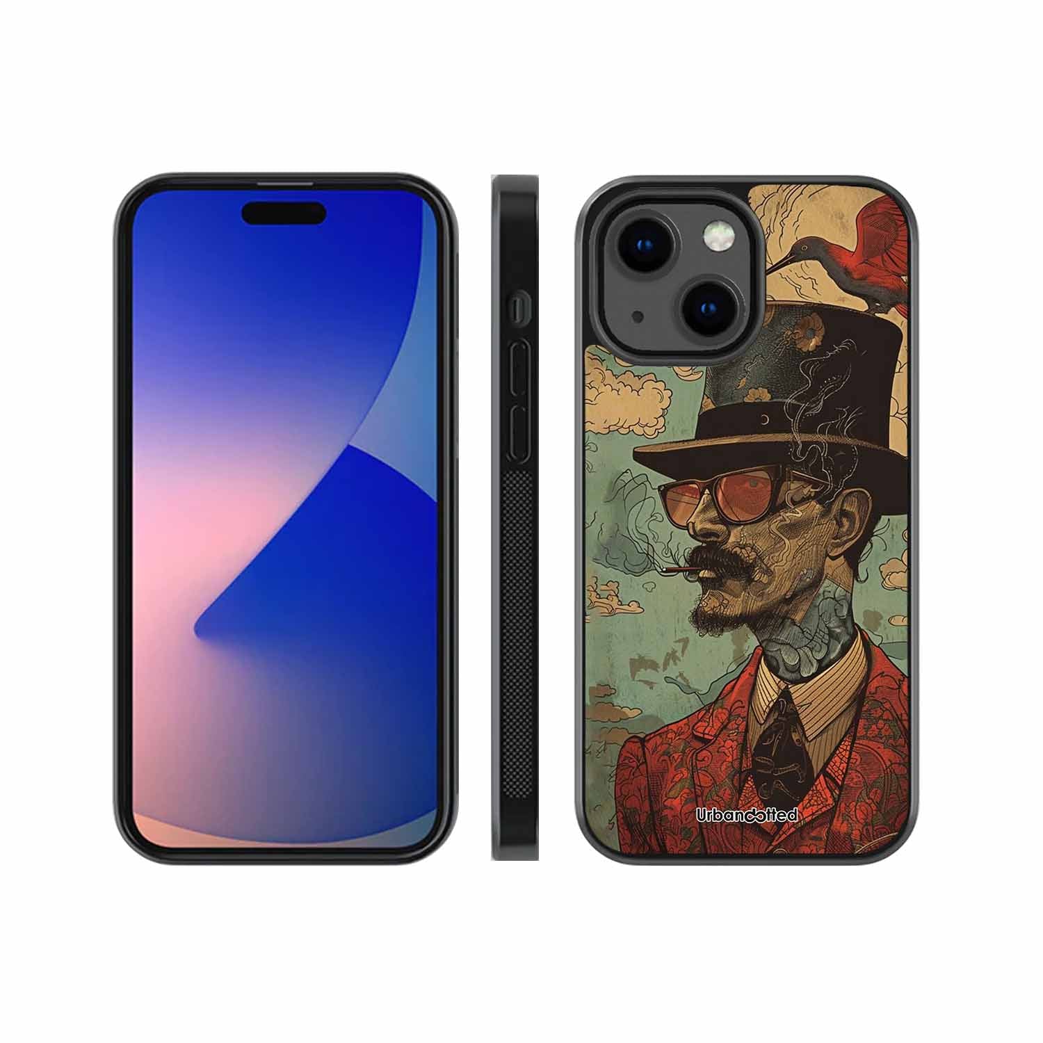 Steampunk Gentleman Smoker Glass Case For iPhone 13 Mini