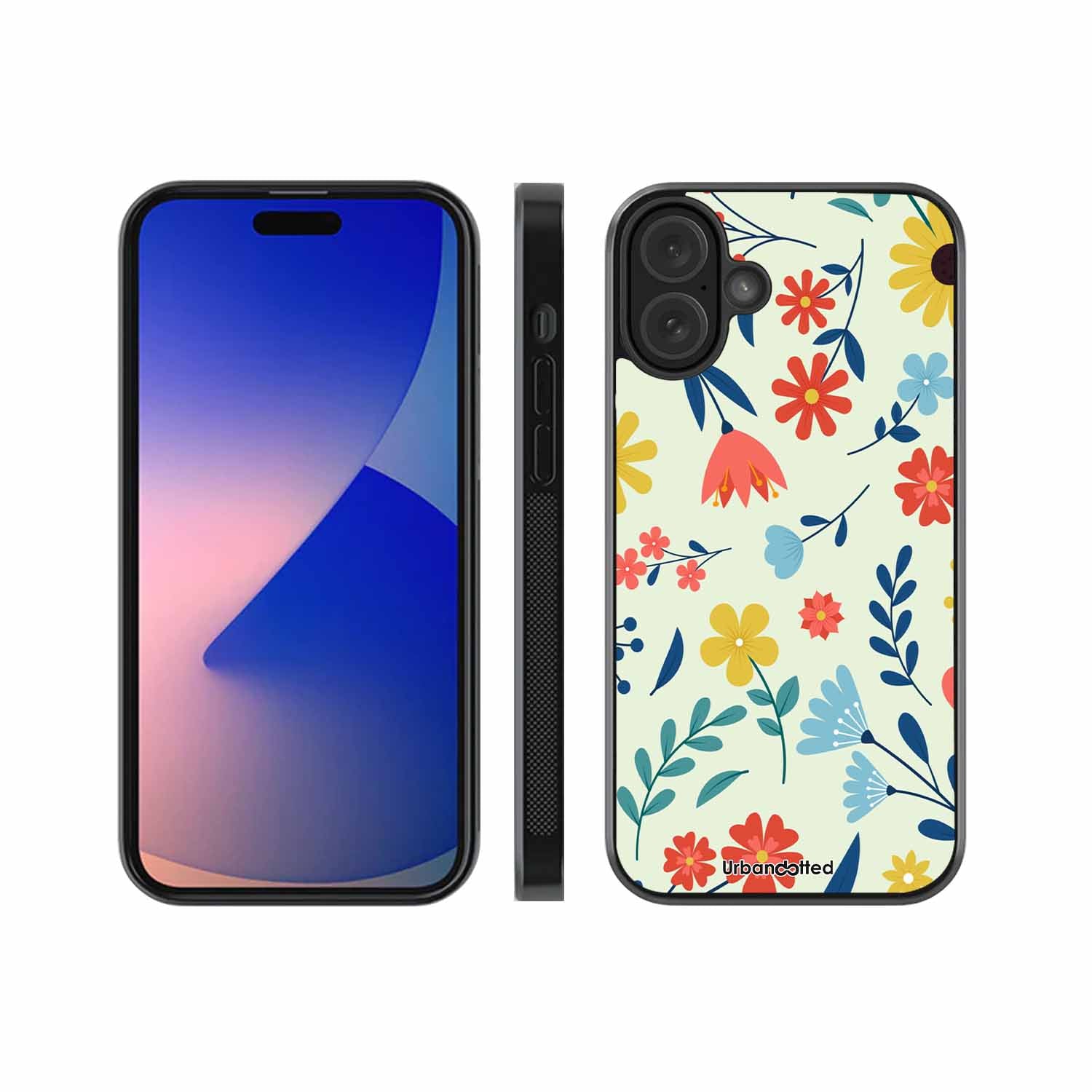 Colorful Wildflower Meadow Glass Case For iPhone 16 Plus