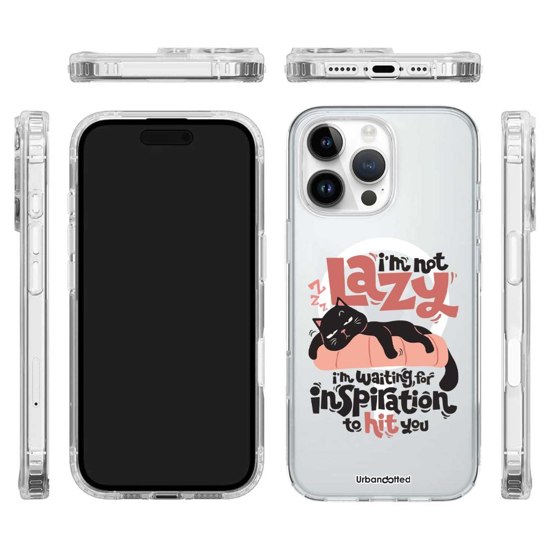 Not Lazy Cat Crystal Clear Case