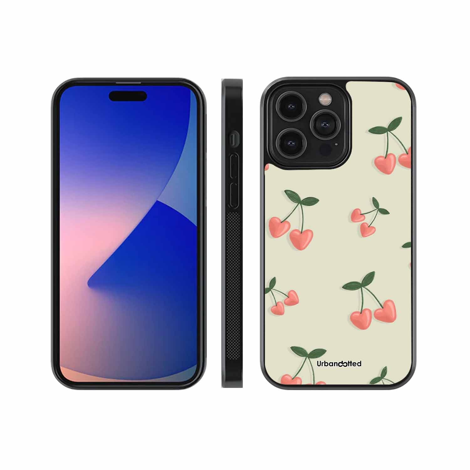 Love Cherries Pattern Glass Case