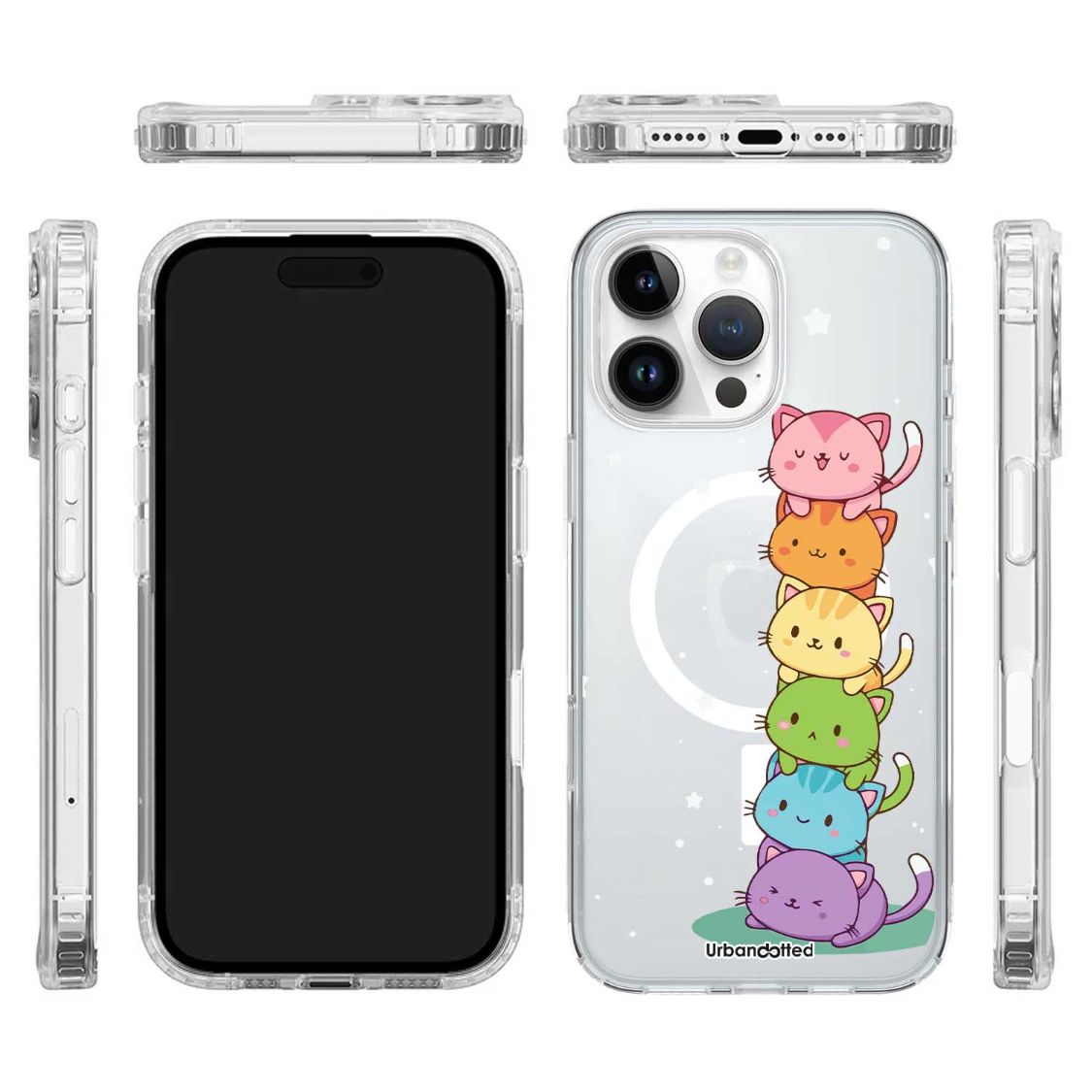 Rainbow Cats Stack Crystal Clear Case
