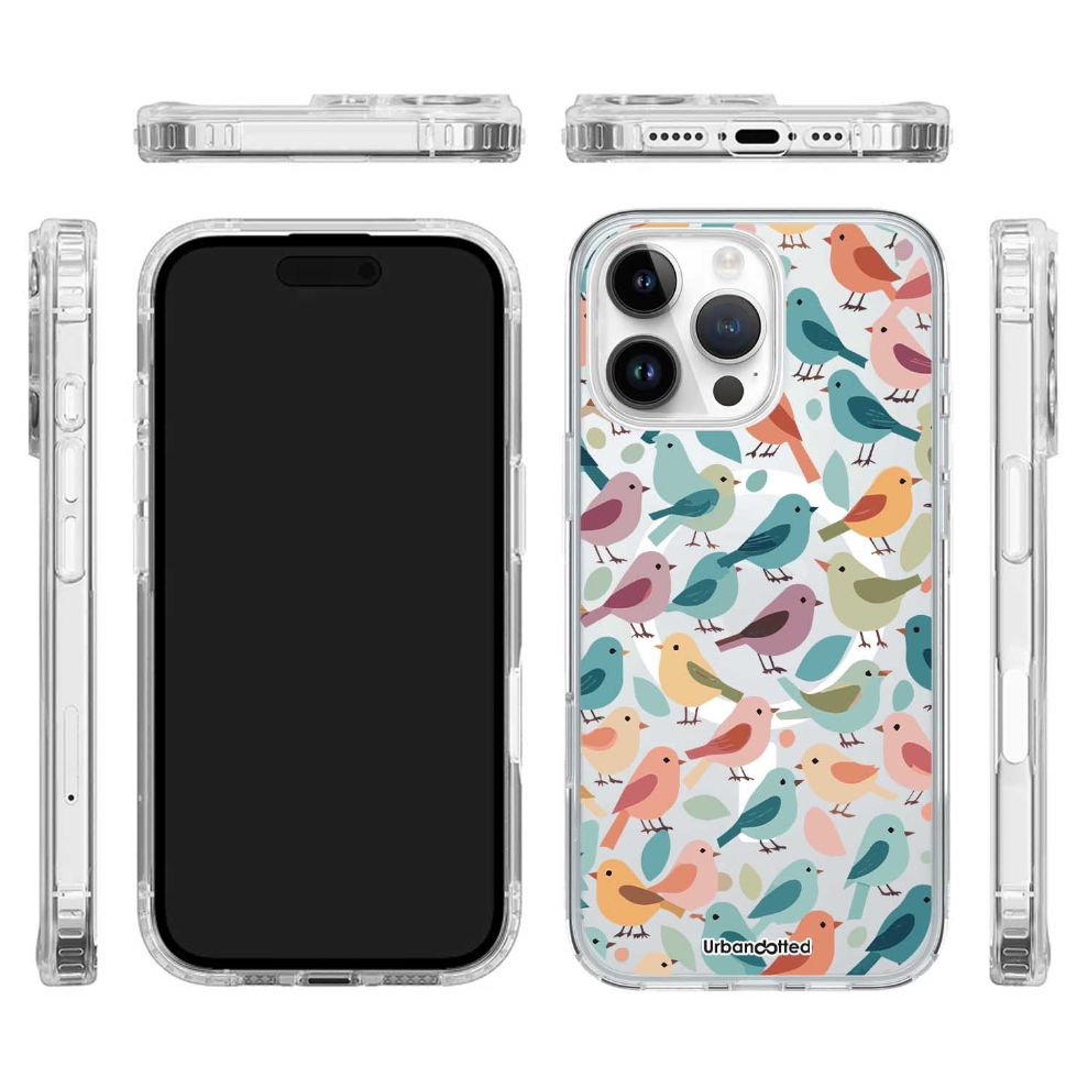 Vibrant Colored Birds Crystal Clear Case