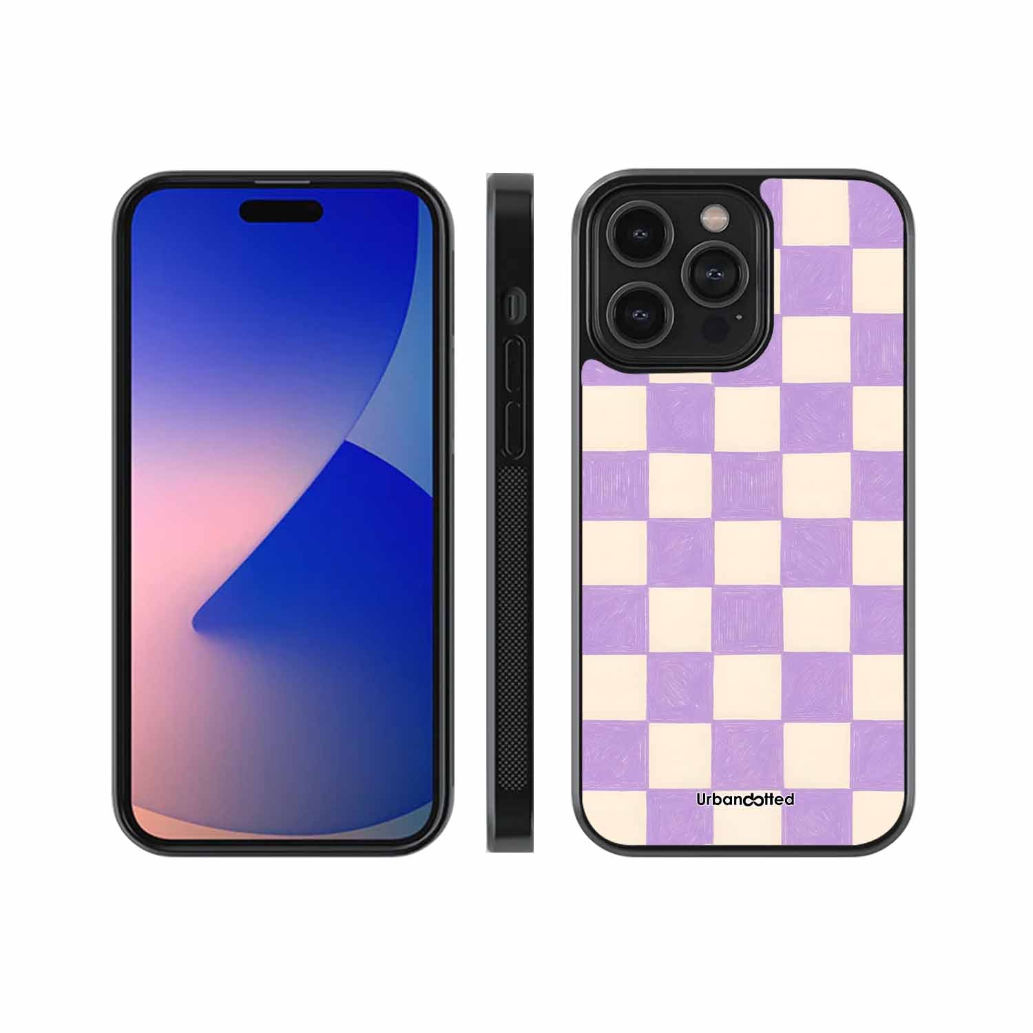 Soft Lilac Grid Glass Case