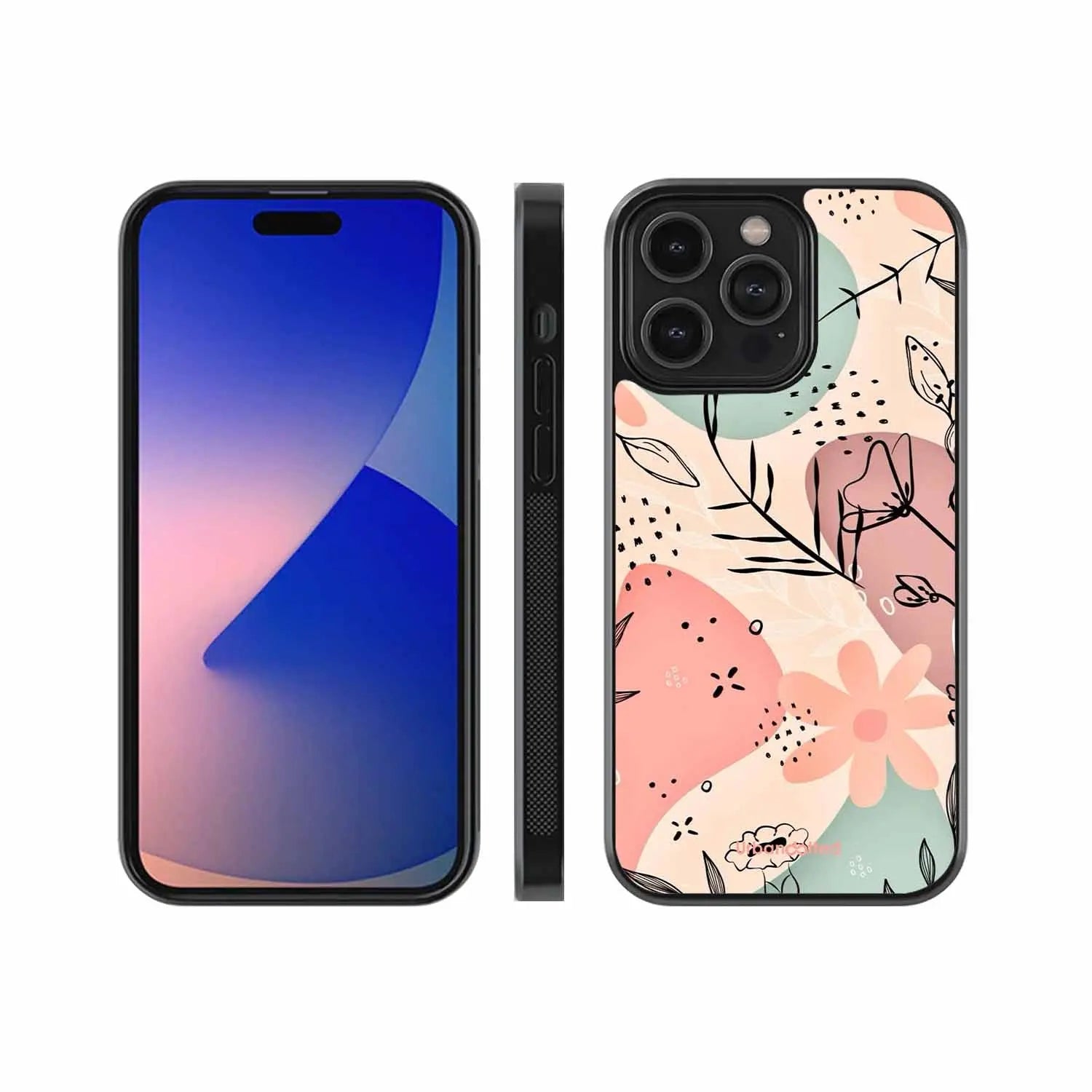 Abstract Floral Glass Case For iPhone 16 Pro Max