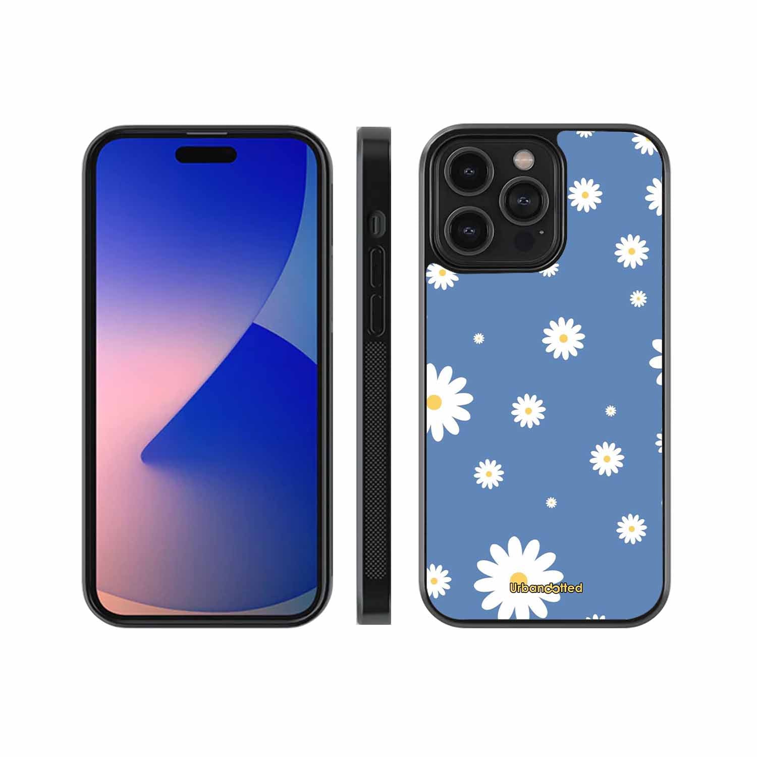 Blue Daisy Meadow Glass Case For iPhone 14 Pro
