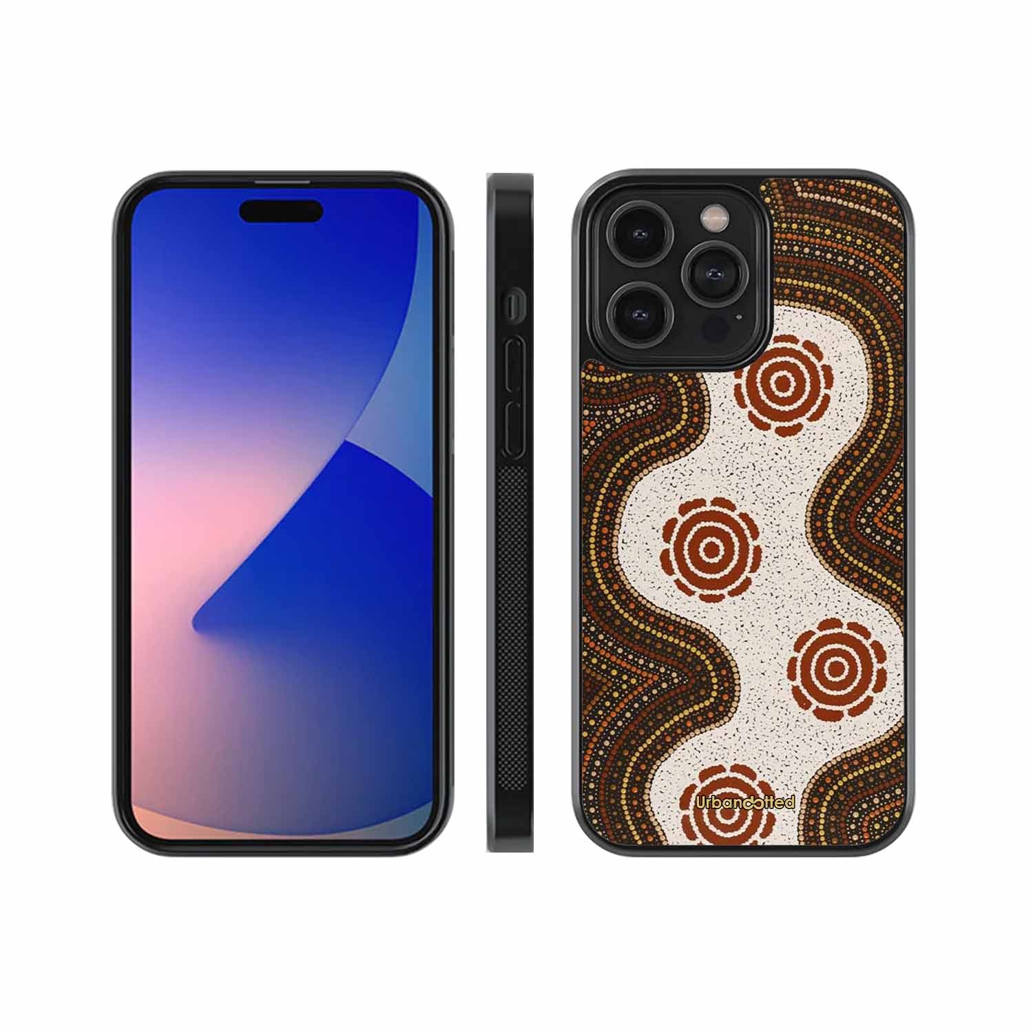 Aboriginal Dot Art Flow Glass Case For iPhone 14 Pro