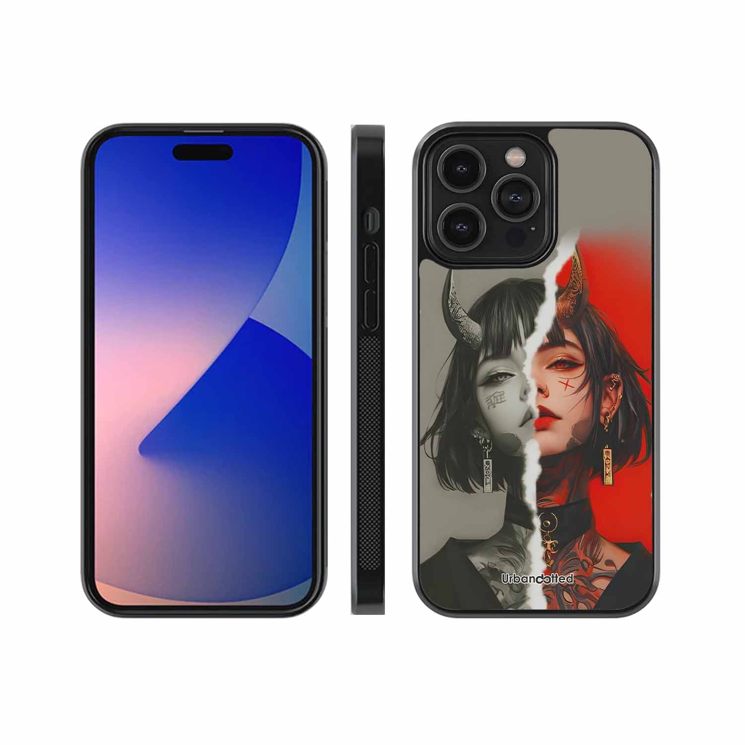 Yin Yang Demon Art Glass Case For iPhone 14 Pro Max