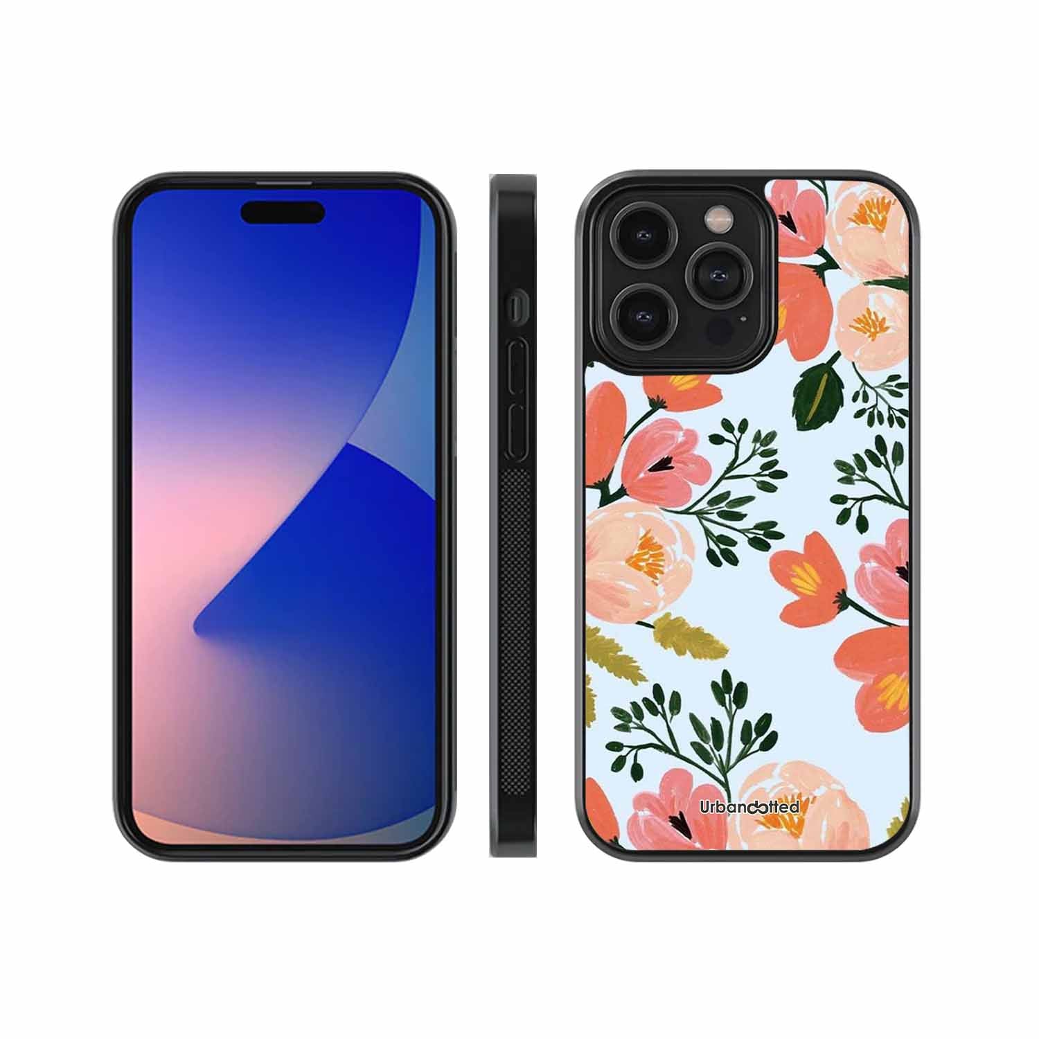 Painted Floral Bouque Glass Case For iPhone 15 Pro