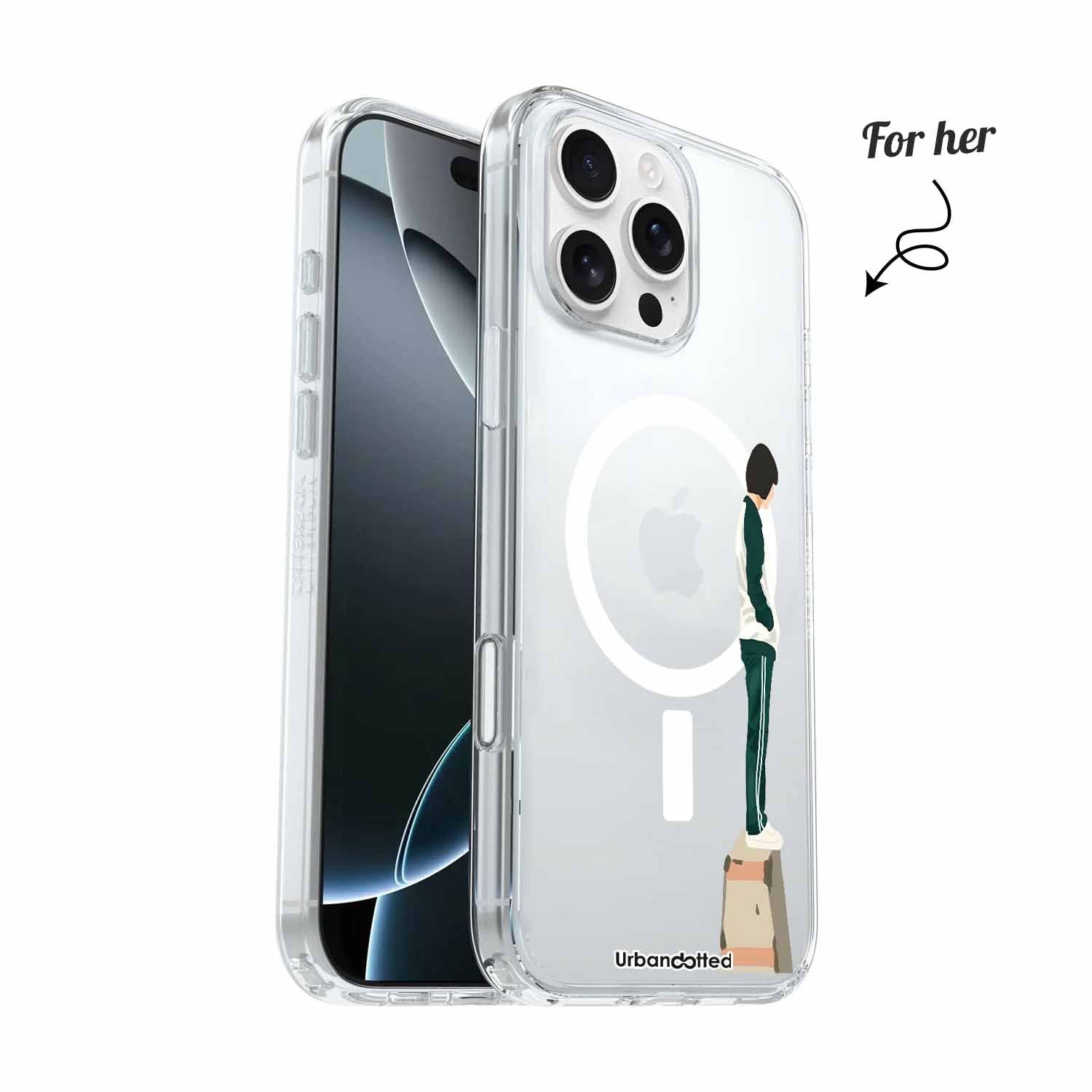Green Game Style Crystal Clear Couple Case