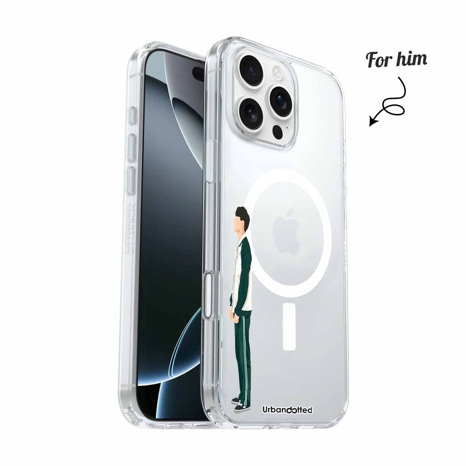 Green Game Style Crystal Clear Couple Case