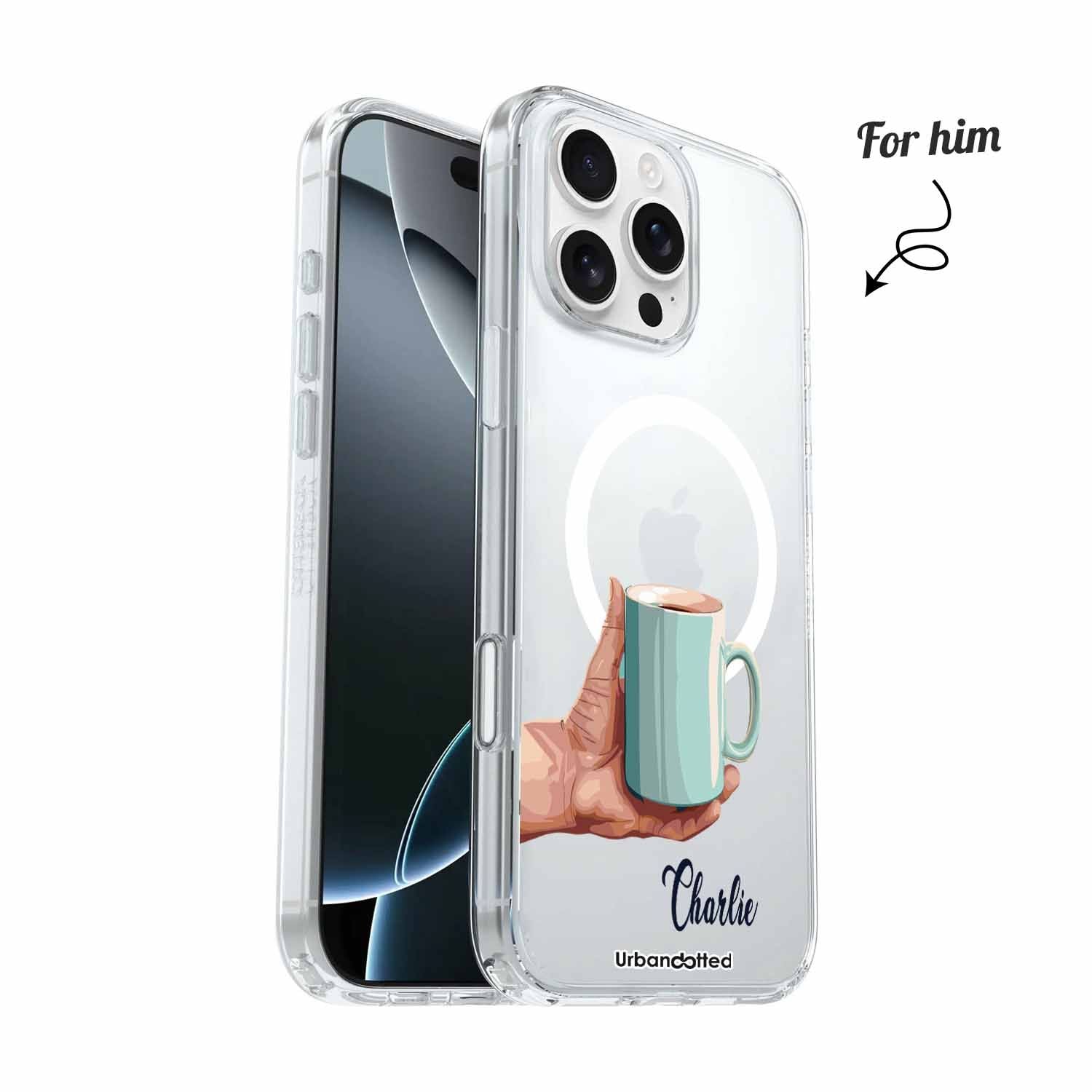 Coffee Lover's Grip Crystal Clear Couple Case