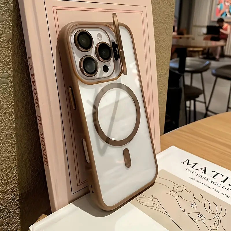 Magnetic Transparent Magsafe Bracket Glass Lens Protection case