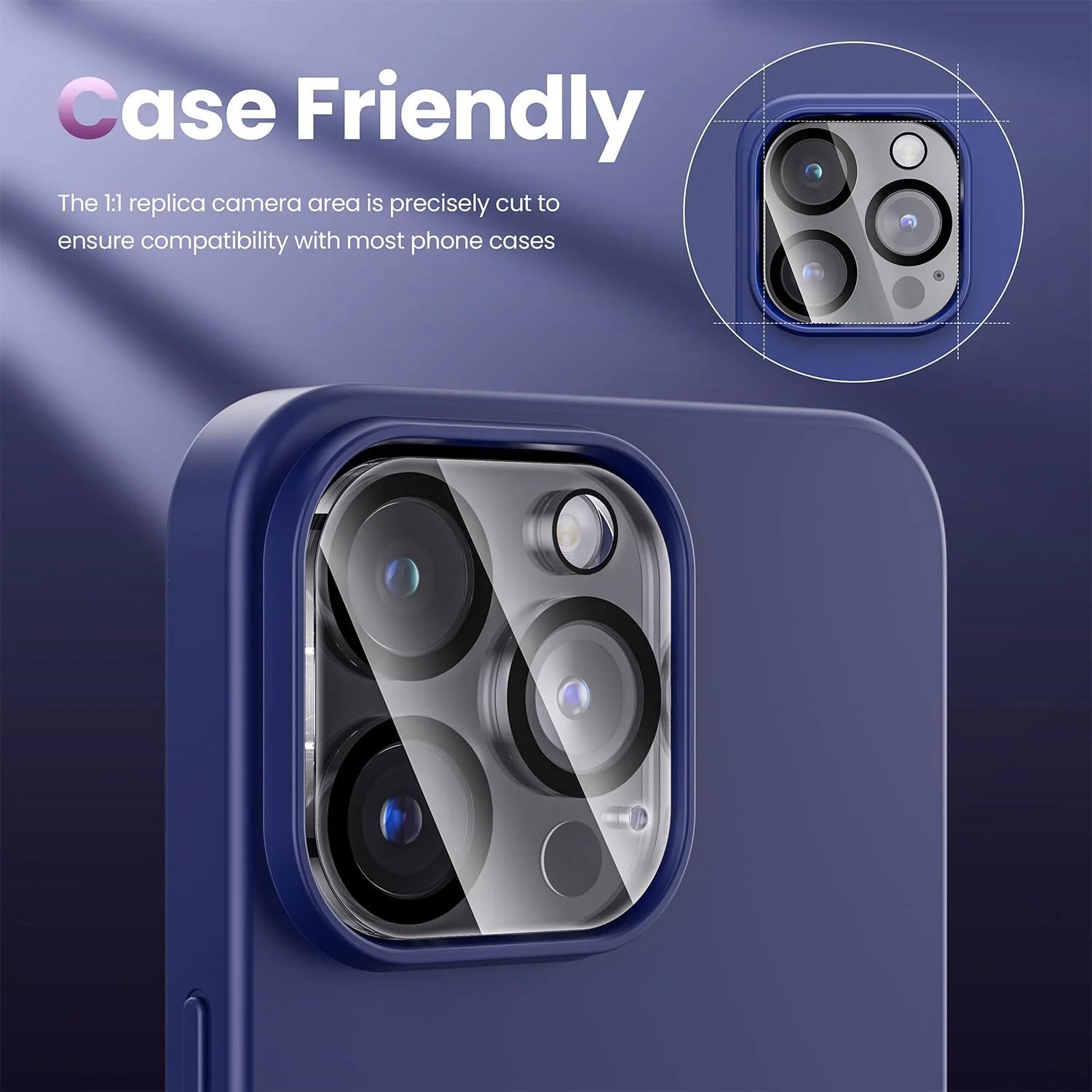 Ultra Strong Tempered Glass Full Camera Lens Protector - Black