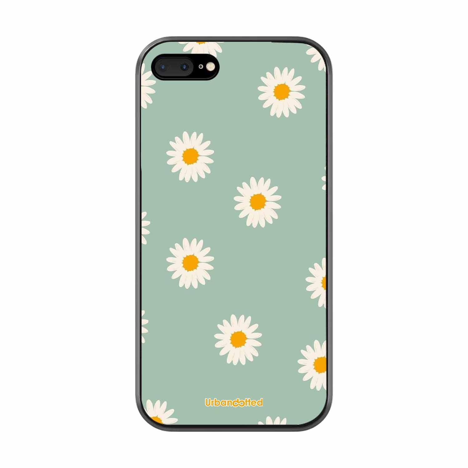 Scattered White Daisies Glass Case For iPhone 7 Plus