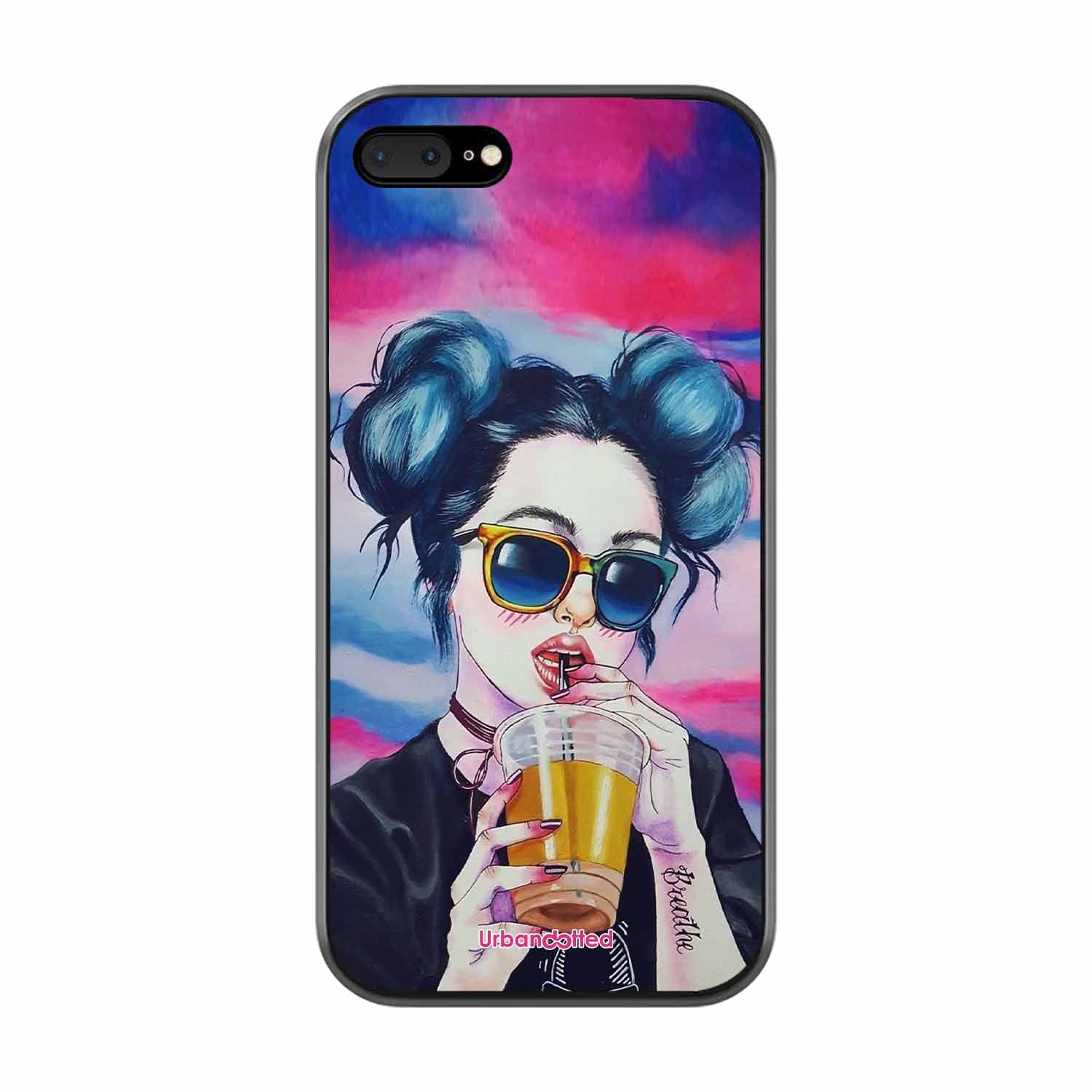 "Breathe" Tattoo Girl Glass Case For iPhone 7 Plus