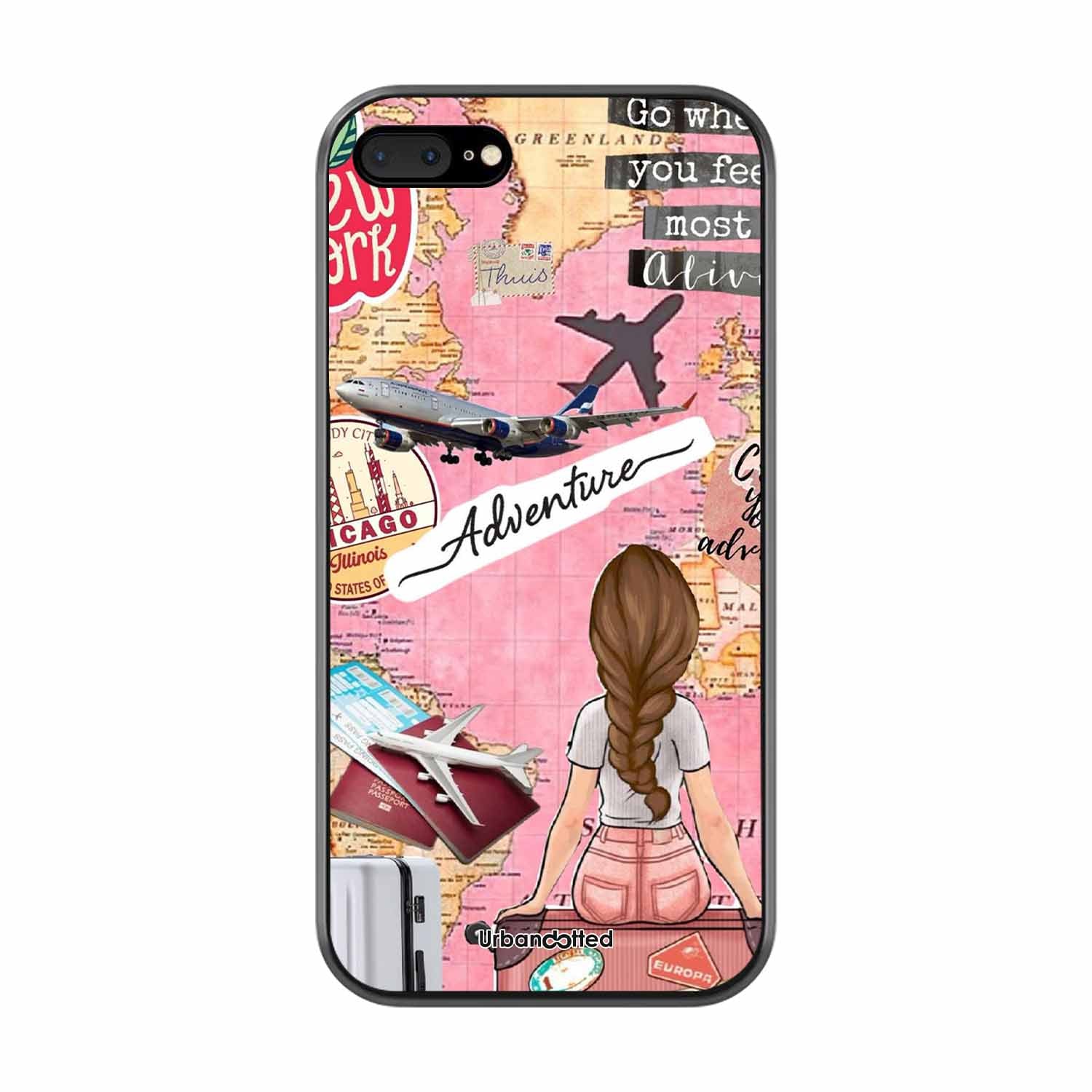 Travel Adventure Map Glass Case For iPhone 7 Plus