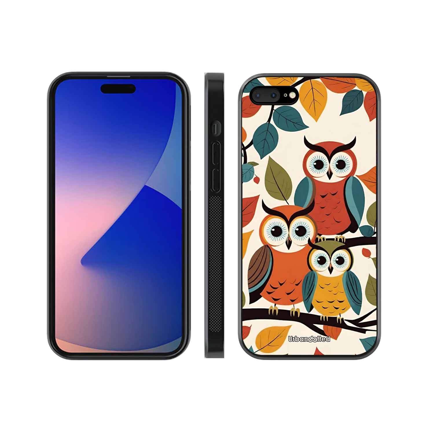 Retro Owl Family Glass Case For iPhone 7 Plus