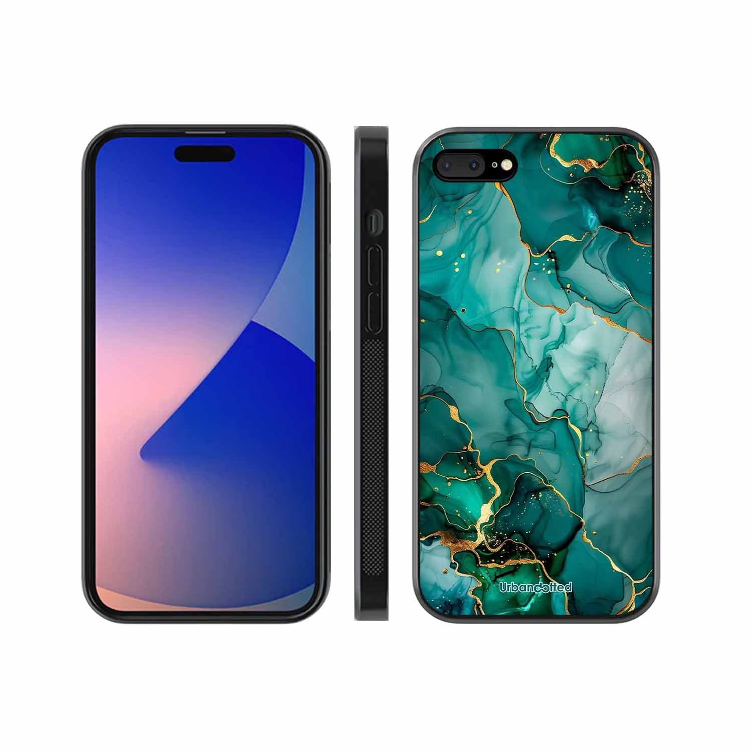 Emerald Green Gold Marble Glass Case For iPhone 8 Plus