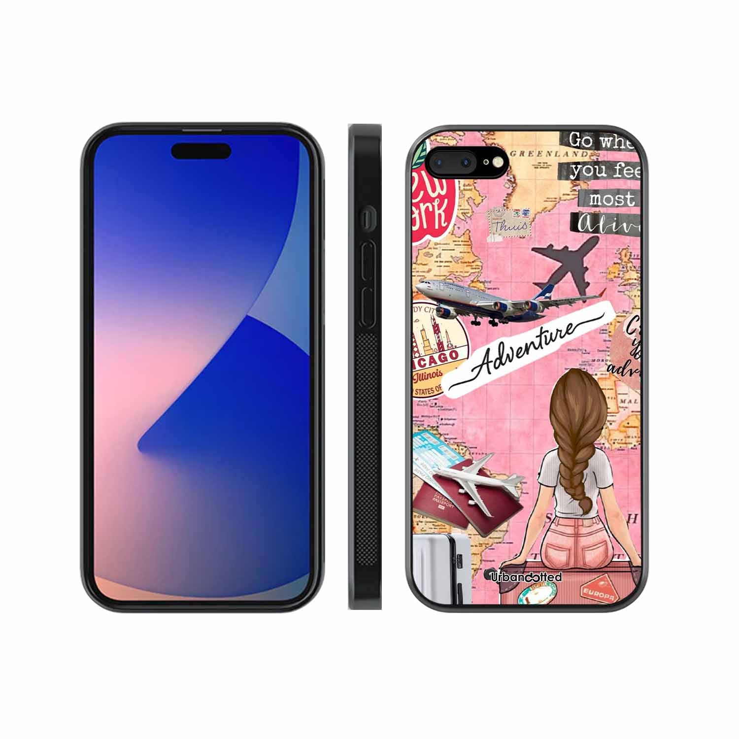 Travel Adventure Map Glass Case For iPhone 7 Plus
