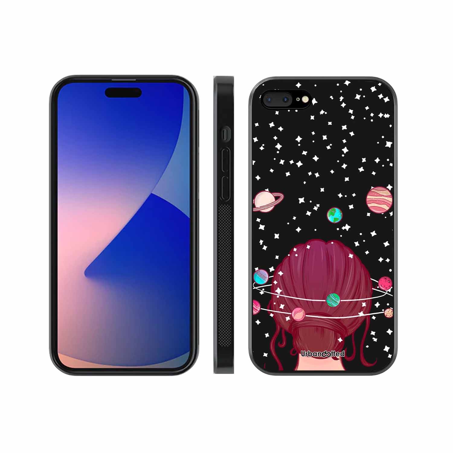 Galactic Hair Space Girl Glass Case For iPhone 7 Plus
