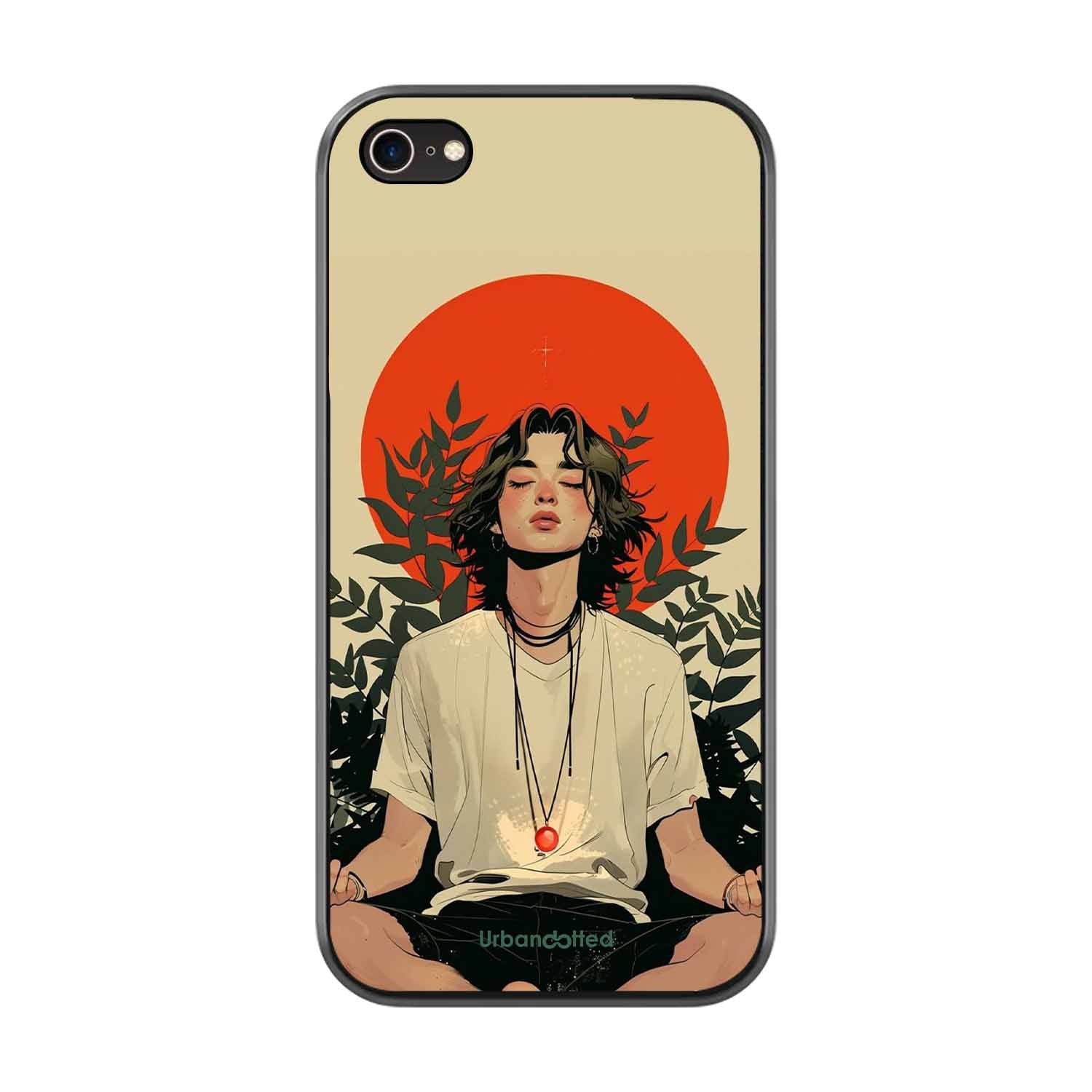 Meditating Figure Glass Case For iPhone 8