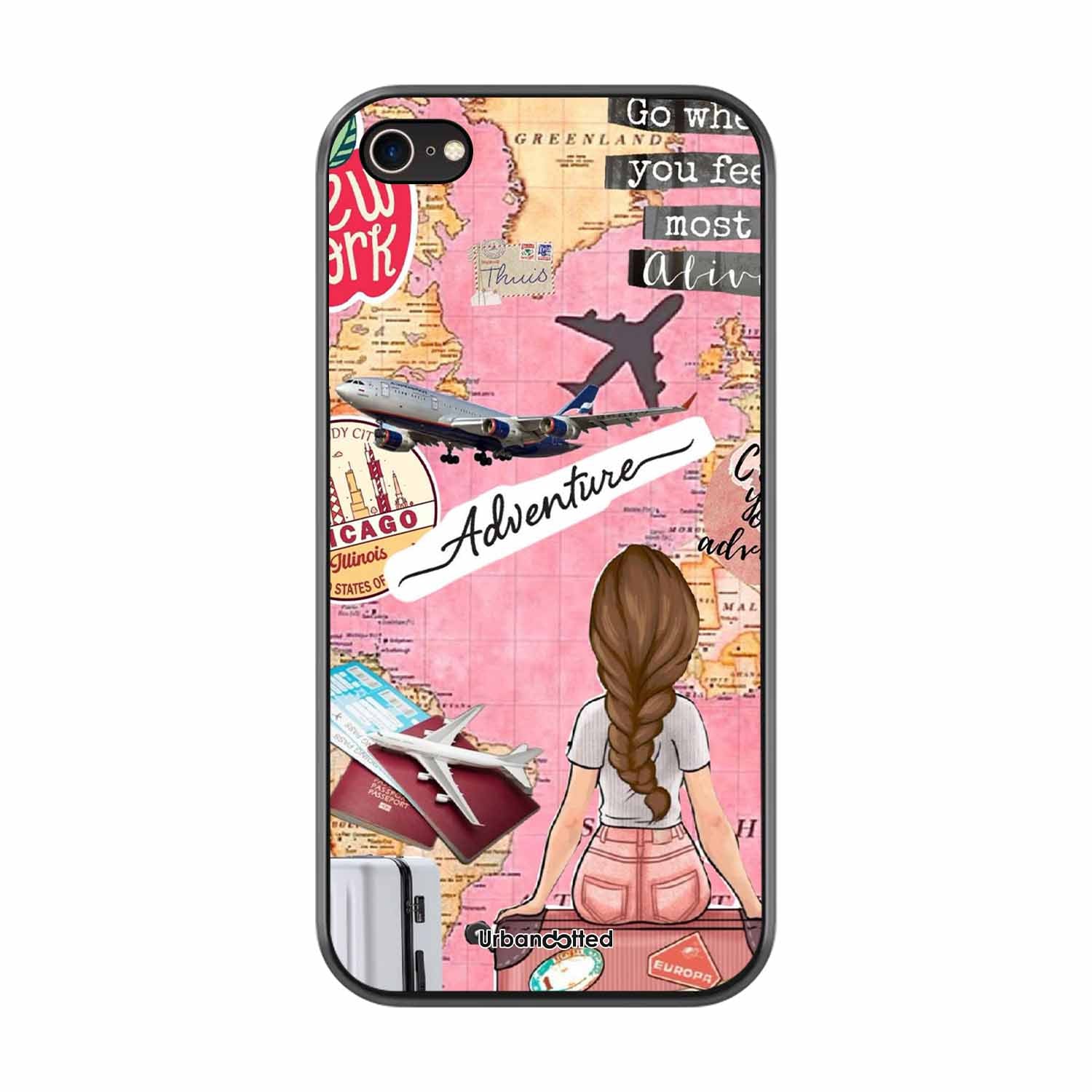 Travel Adventure Map Glass Case For iPhone 7