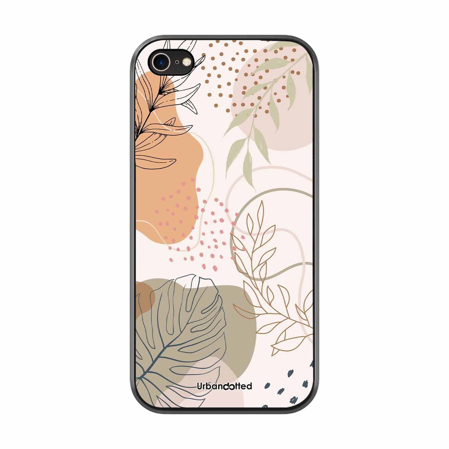 Minimalist Leaf Pattern Glass Case For iPhone 7