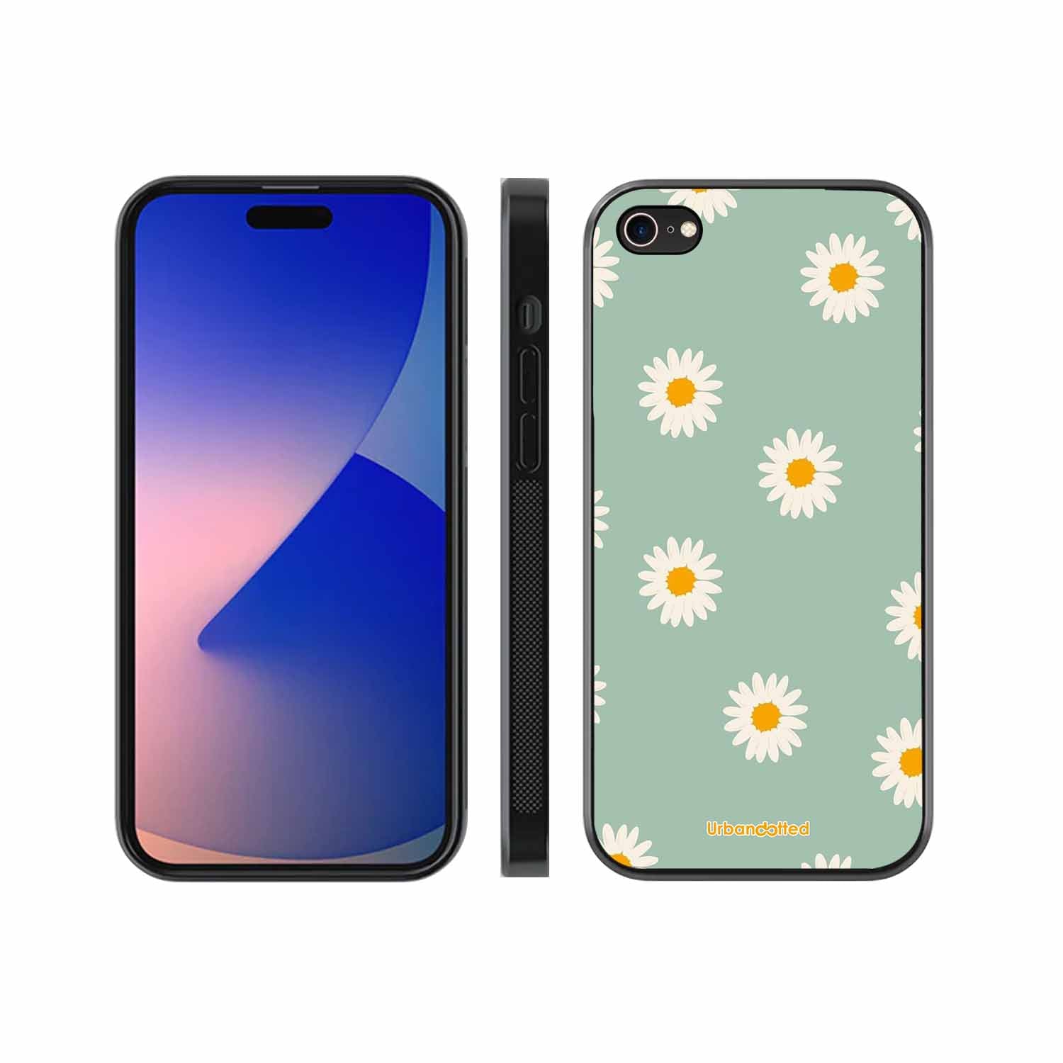 Scattered White Daisies Glass Case For iPhone 7