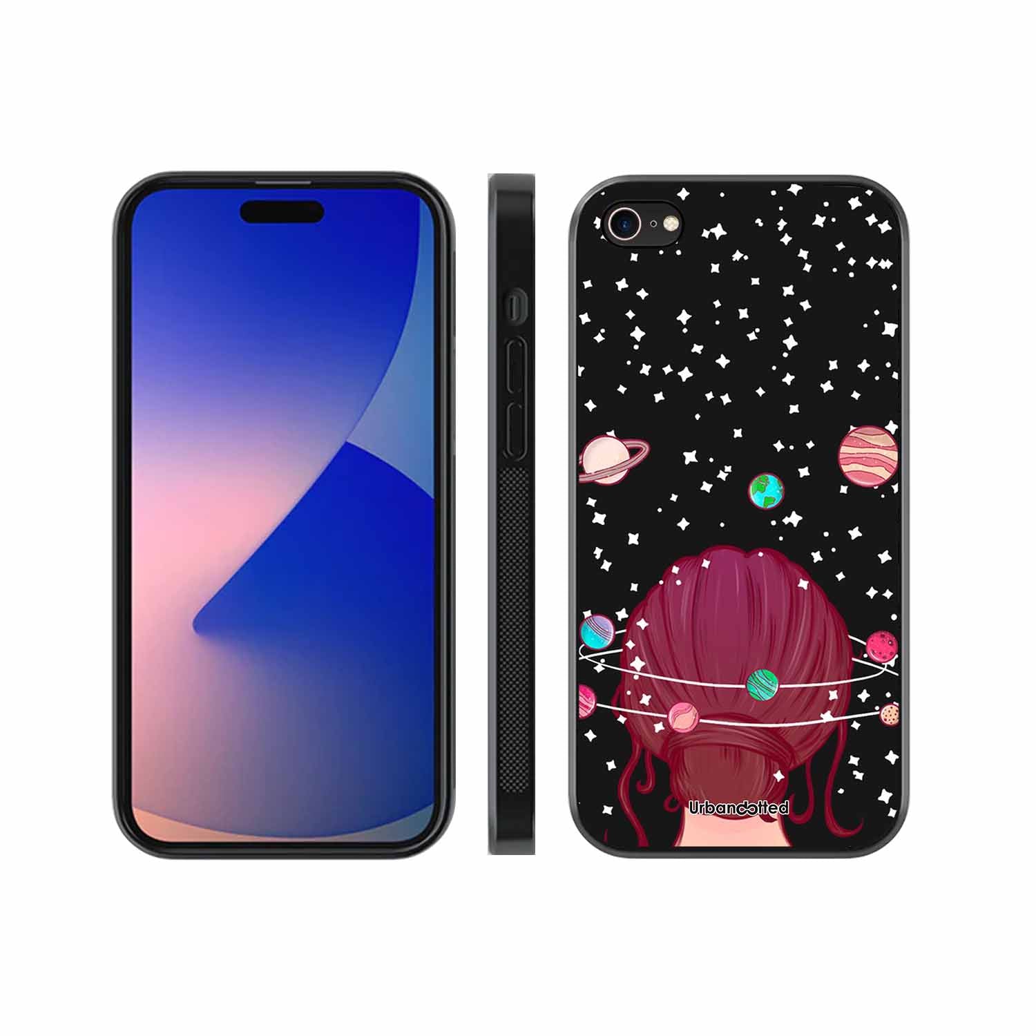Galactic Hair Space Girl Glass Case For iPhone 8