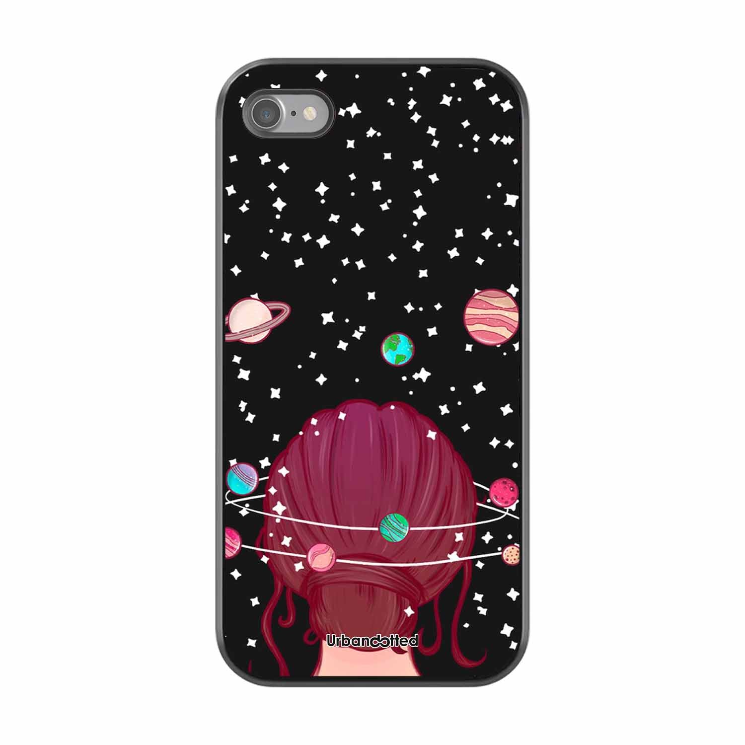 Galactic Hair Space Girl Glass Case For iPhone SE 2022