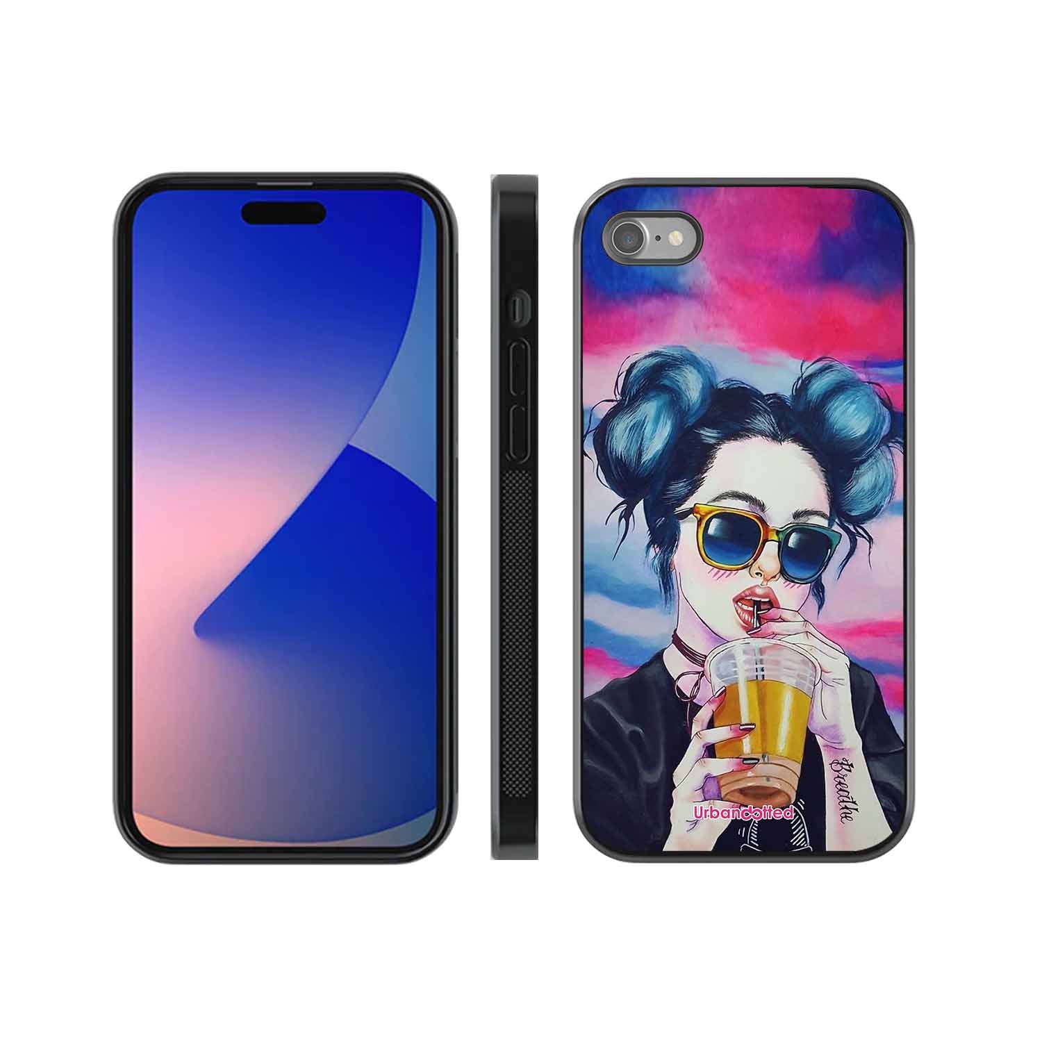 "Breathe" Tattoo Girl Glass Case For iPhone SE 2022