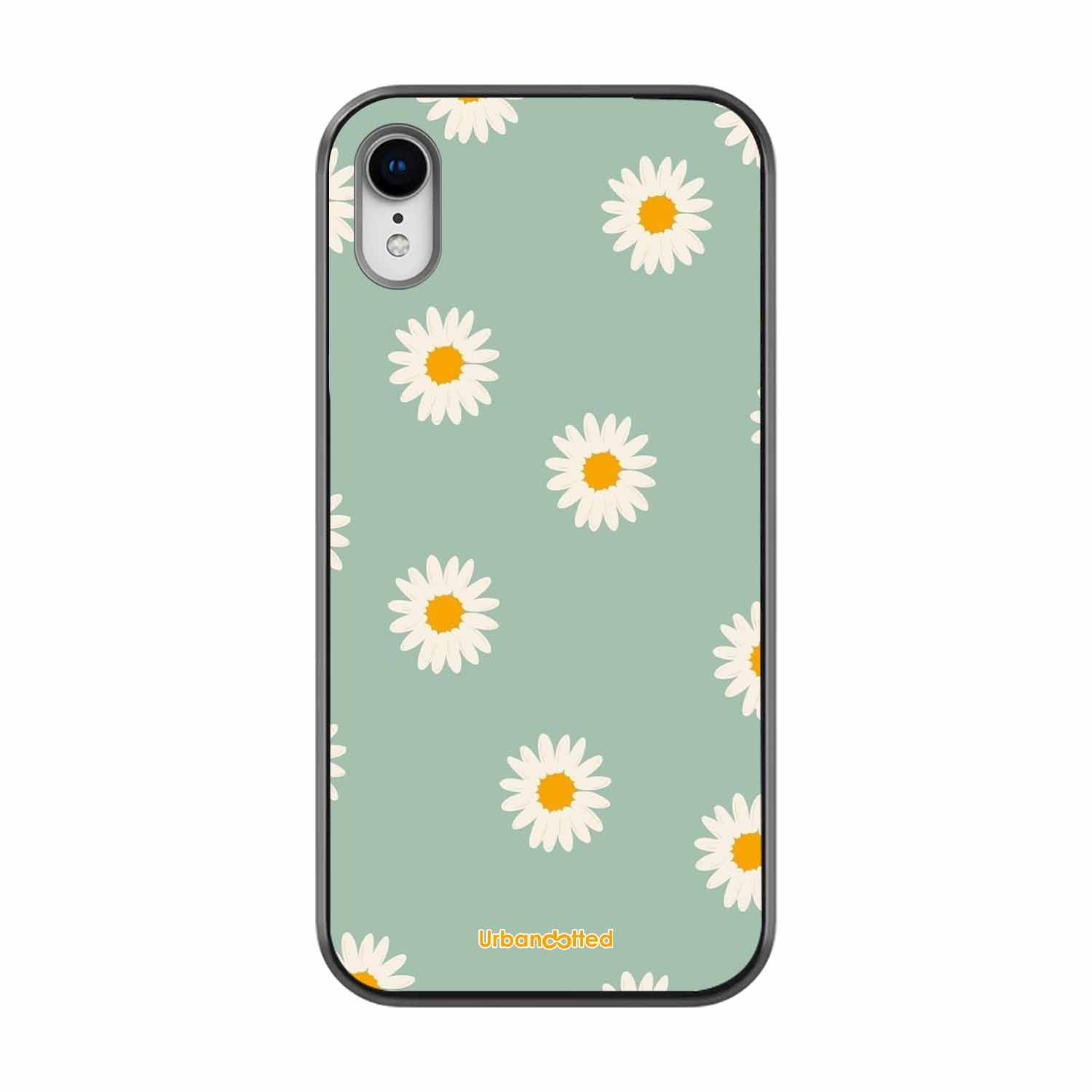 Scattered White Daisies Glass Case For iPhone XR