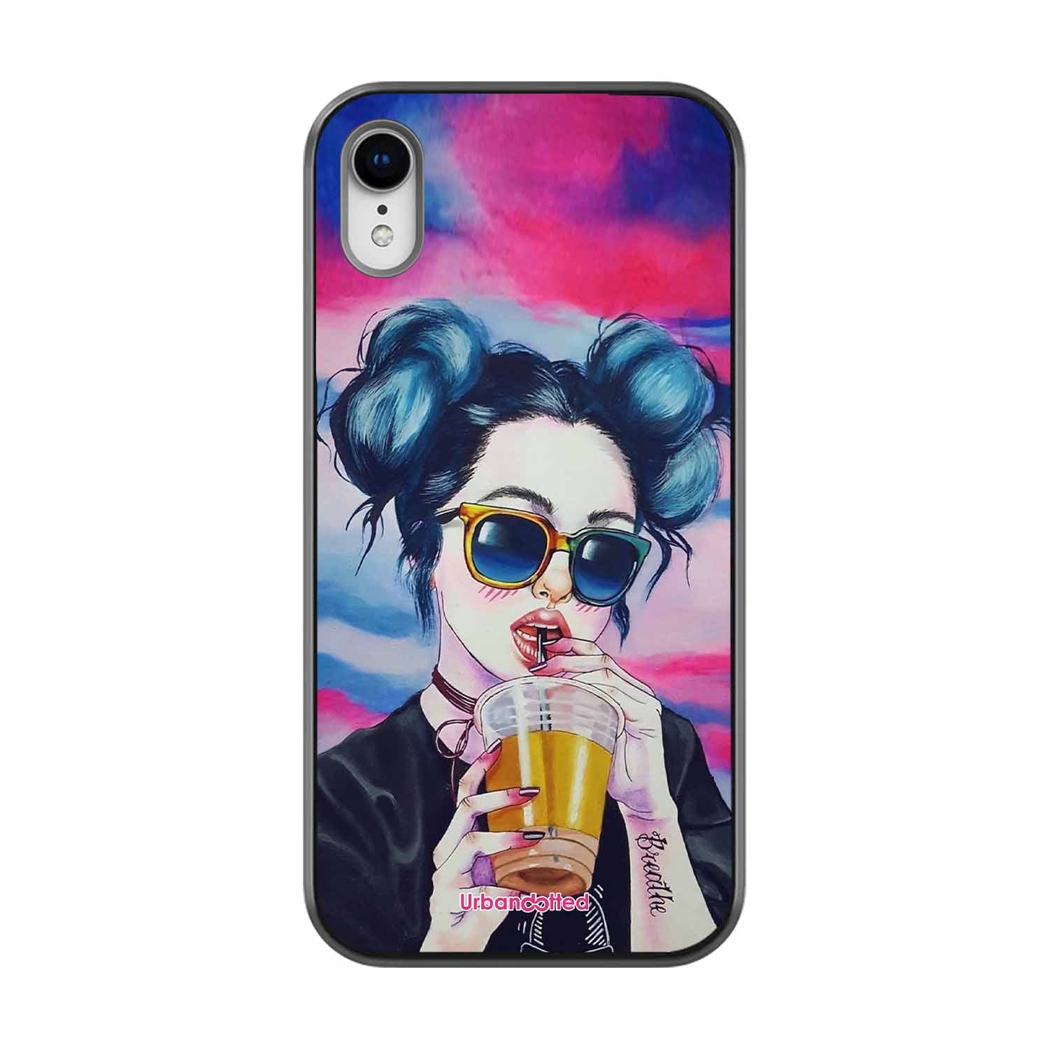 "Breathe" Tattoo Girl Glass Case For iPhone XR
