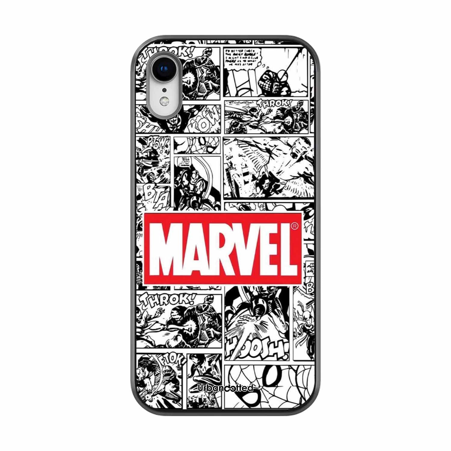 Black and White Comic Book Glass Case For iPhone XR