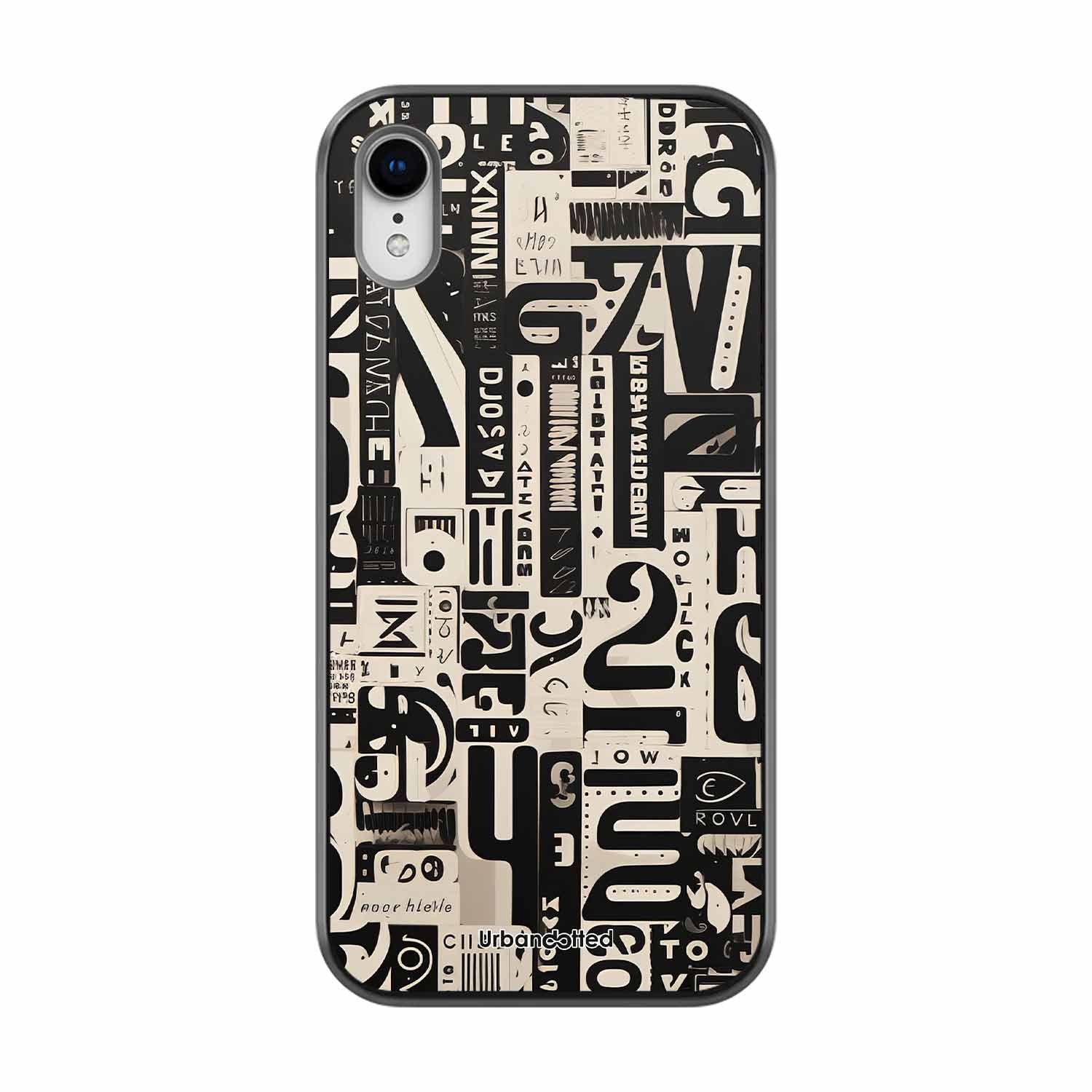 Abstract Typography Collage Glass Case For iPhone XR