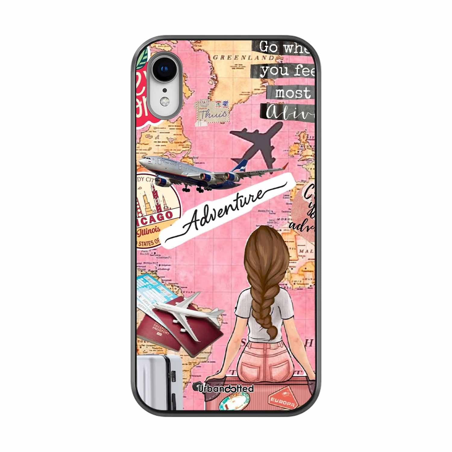 Travel Adventure Map Glass Case For iPhone XR