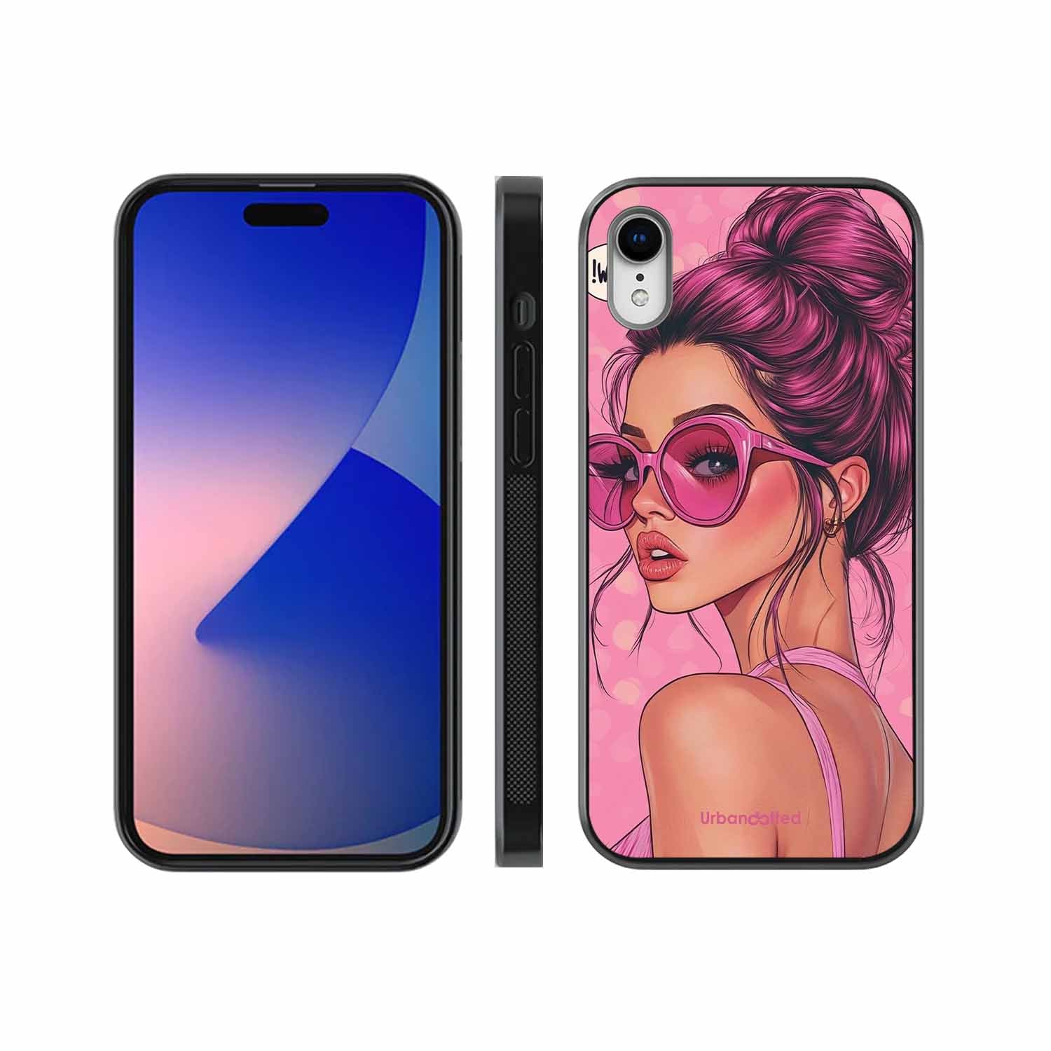 Retro Sunglasses Girl Glass Case For iPhone XR