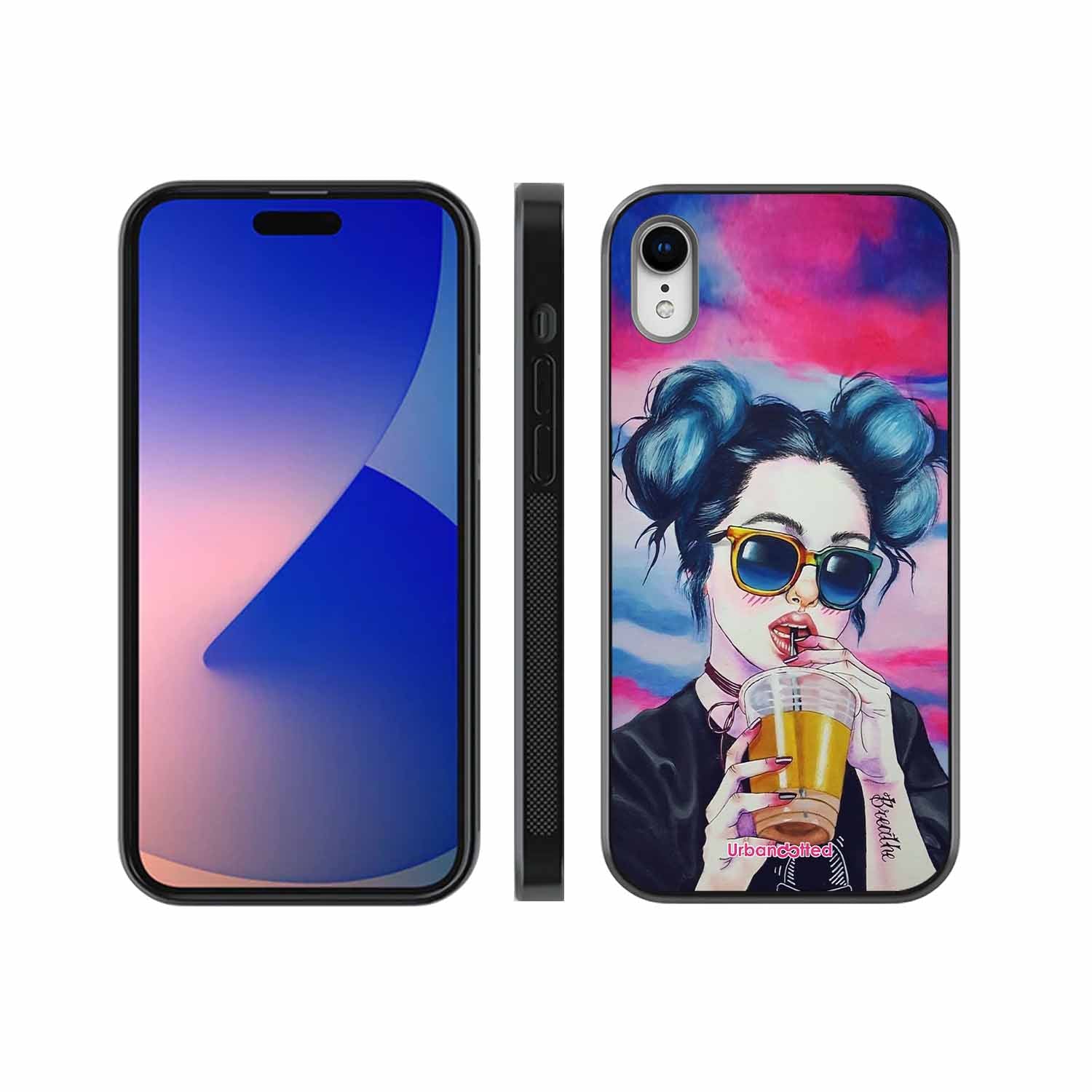 "Breathe" Tattoo Girl Glass Case For iPhone XR