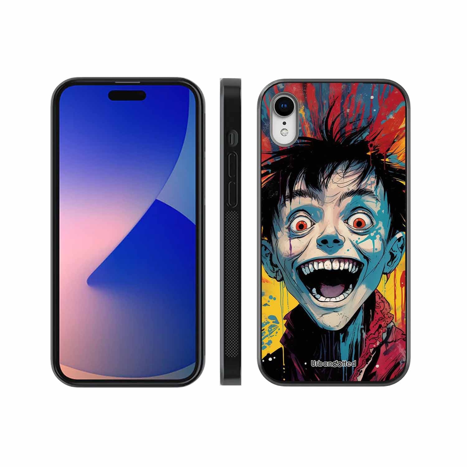 Distorted Joy Illustration Glass Case For iPhone XR