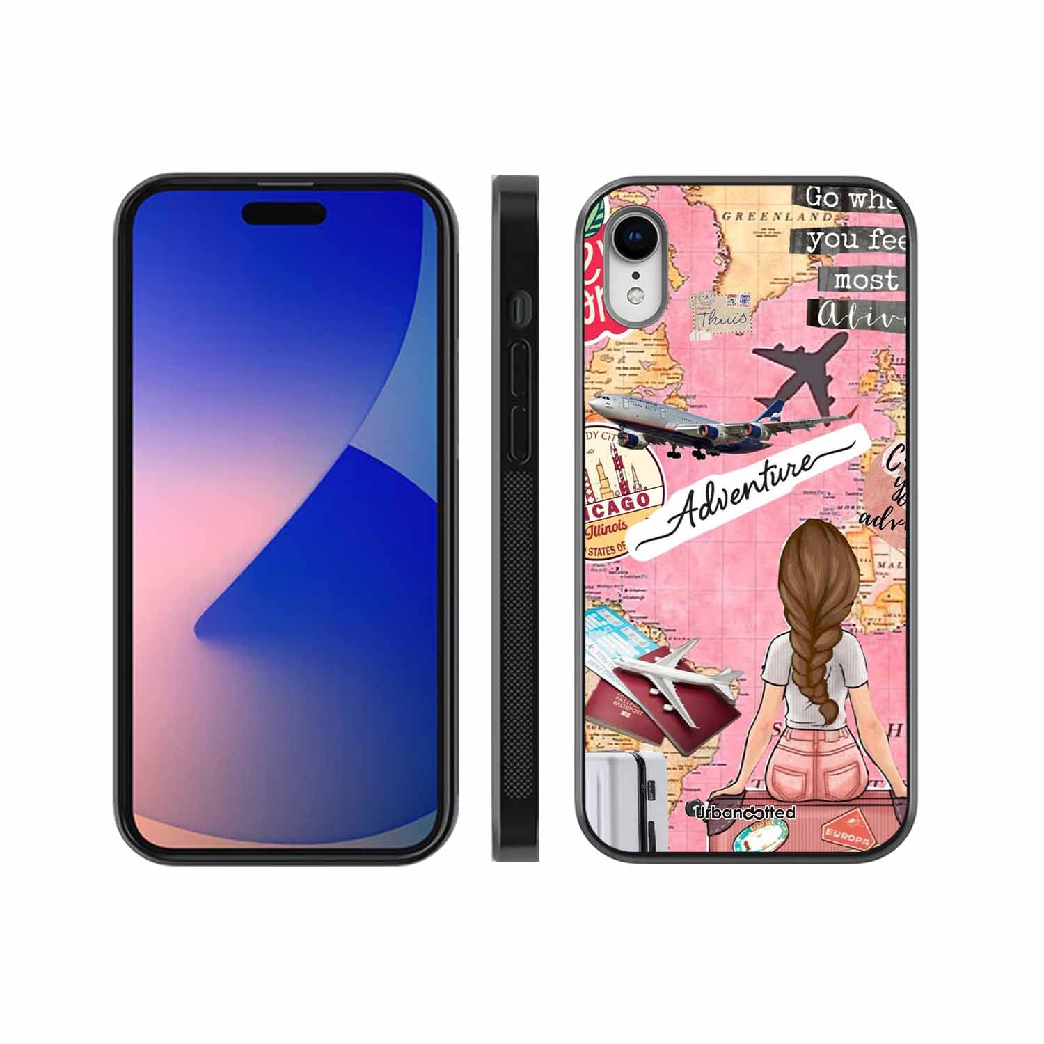 Travel Adventure Map Glass Case For iPhone XR