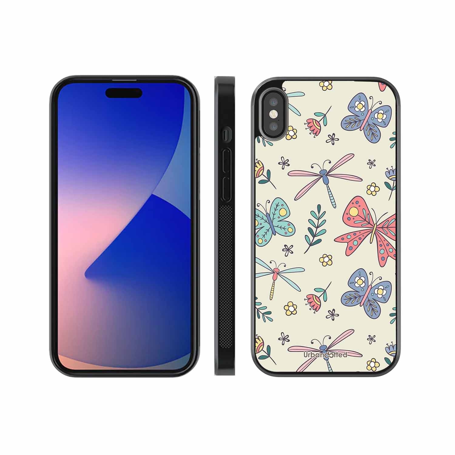 Butterfly and Dragonfly Garden Glass Case For iPhone XS Max