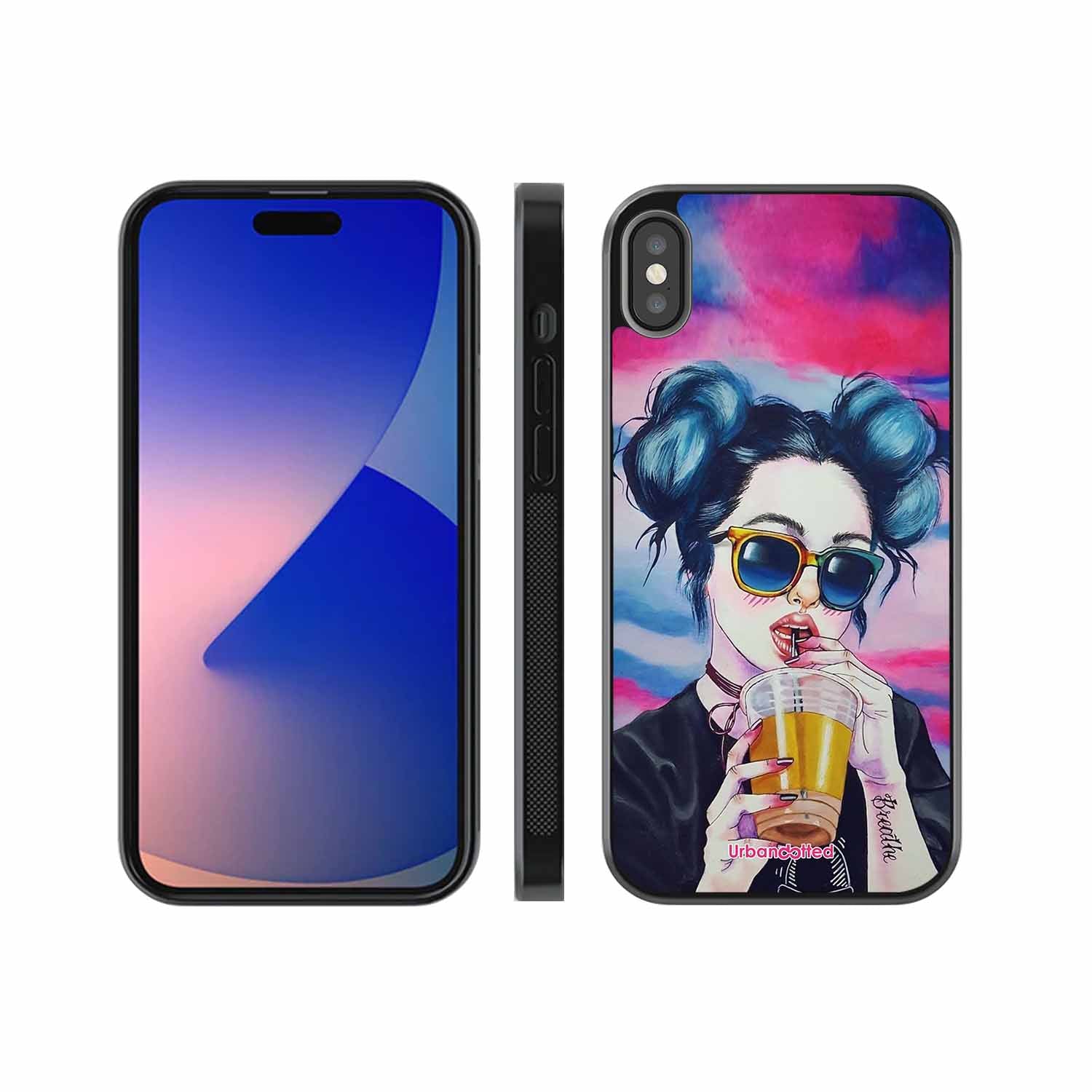"Breathe" Tattoo Girl Glass Case For iPhone XS