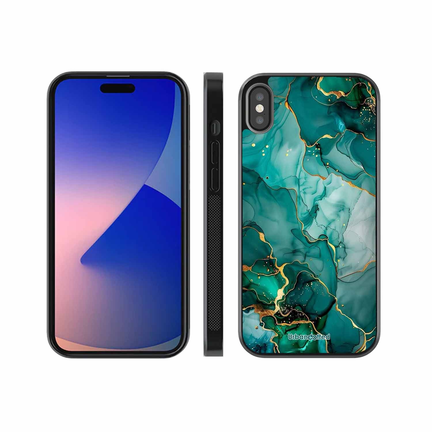 Emerald Green Gold Marble Glass Case For iPhone XS Max