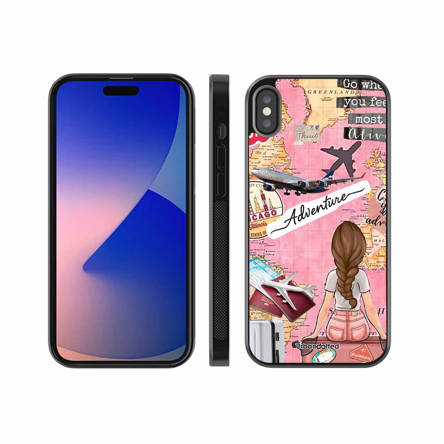 Travel Adventure Map Glass Case For iPhone XS Max
