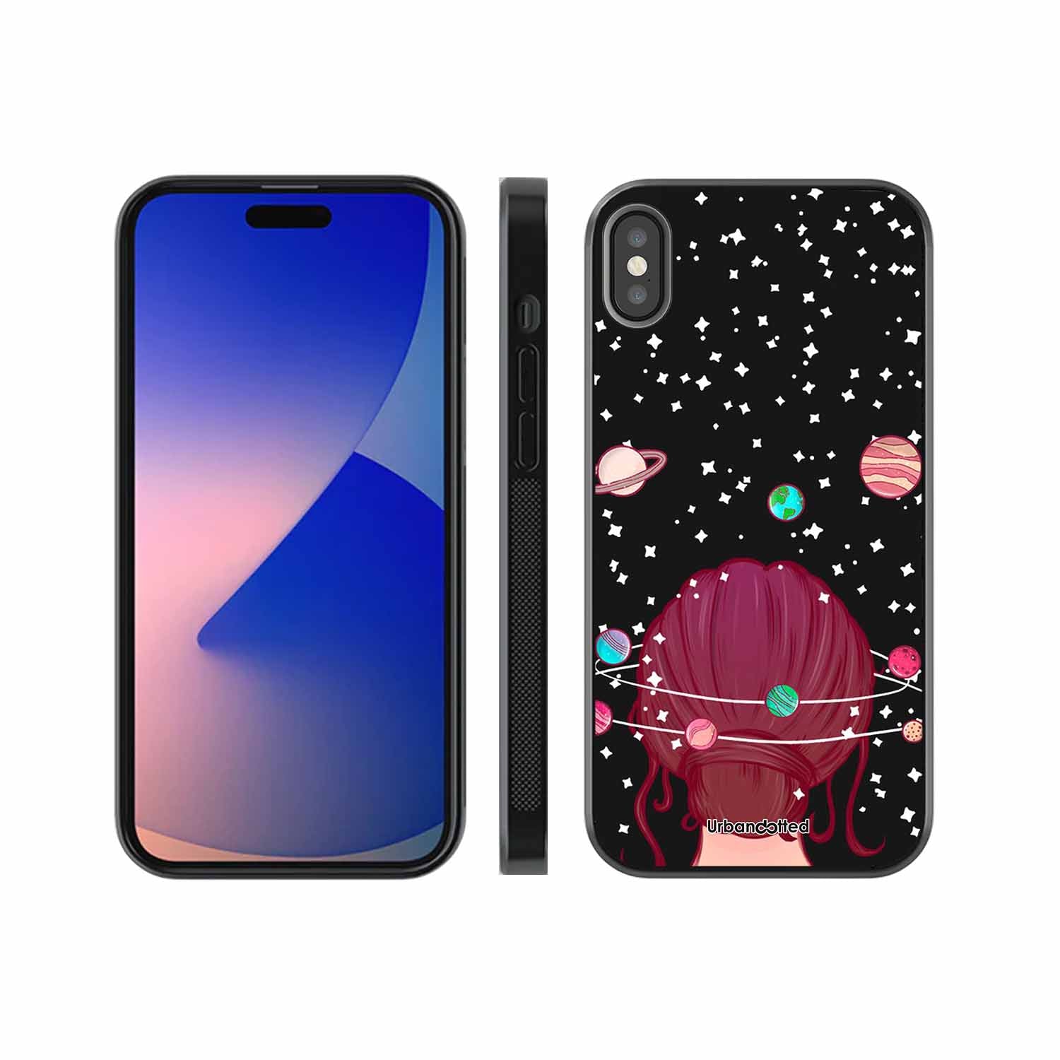 Galactic Hair Space Girl Glass Case For iPhone XS Max
