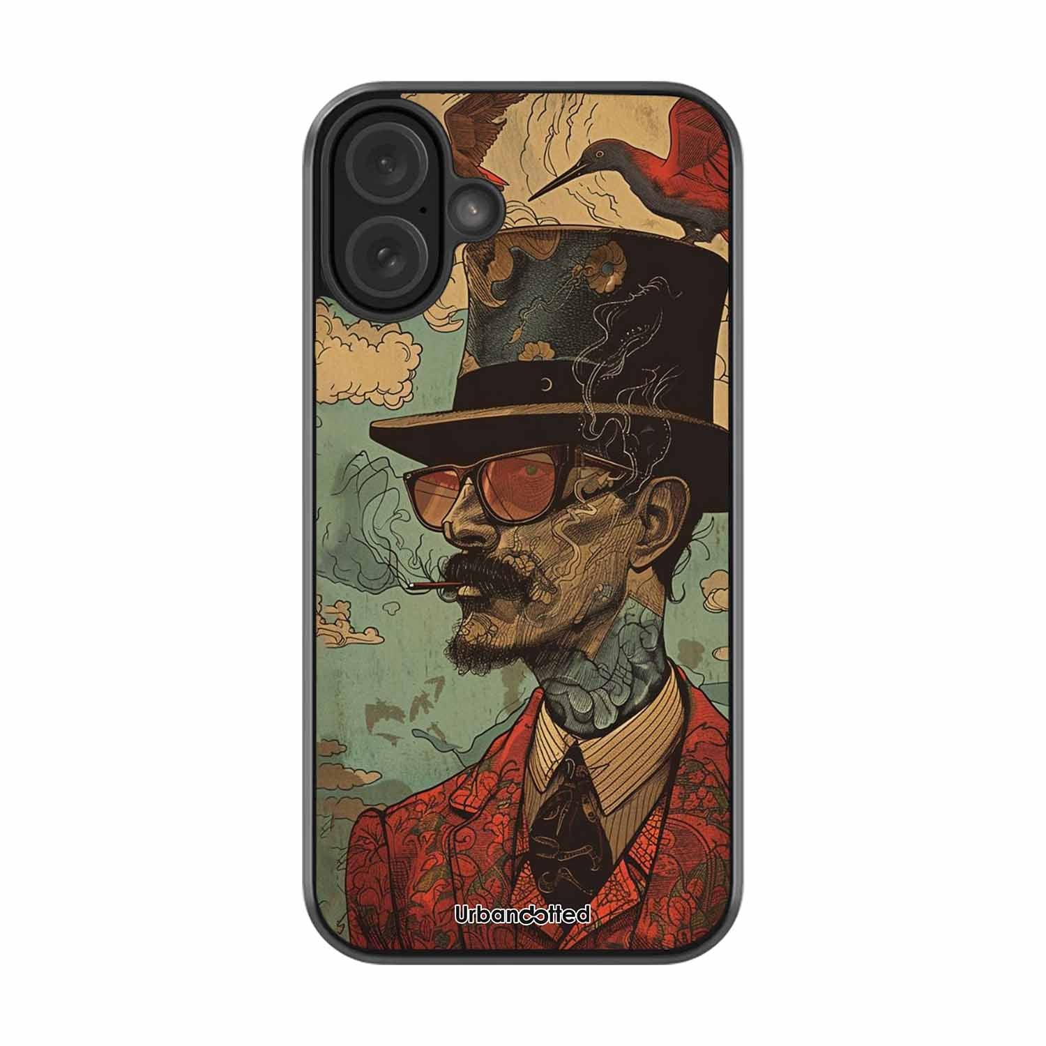 Steampunk Gentleman Smoker Glass Case For iPhone 16 Plus